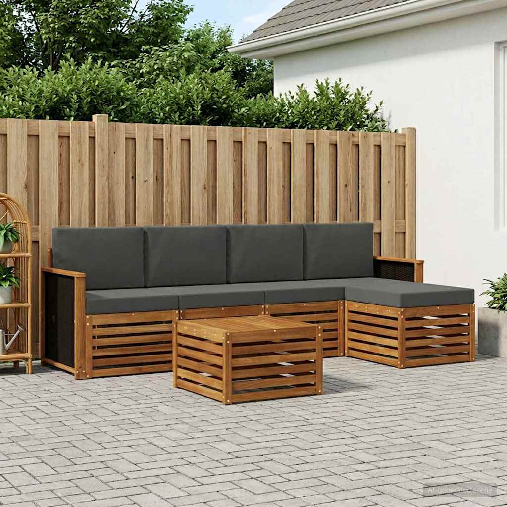 vidaXL Zestaw sof na zewnątrz z poduszką 6 pcs Naturalny i Antracytowy