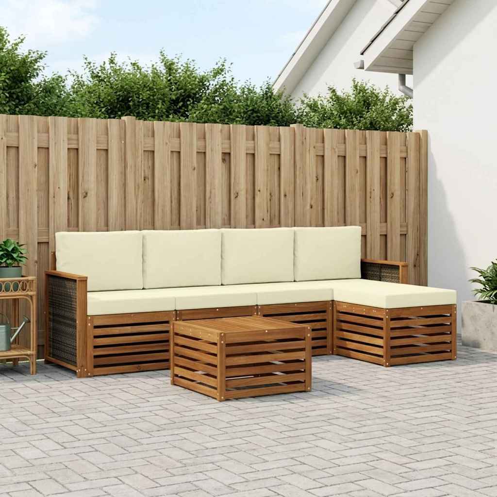 vidaXL Zestaw sof na zewnątrz z poduszką 6 pcs Naturalny i Kremowy