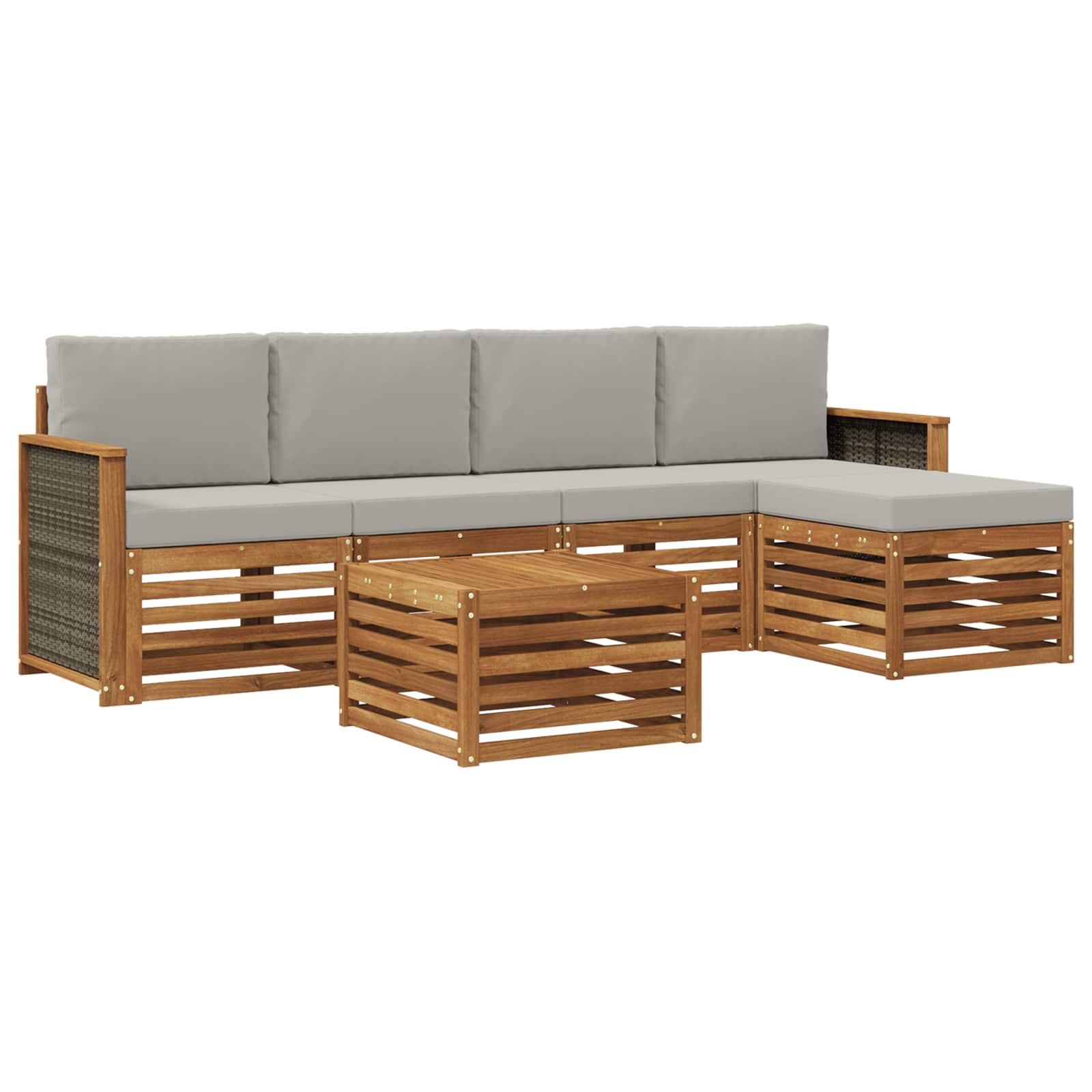 vidaXL Zestaw sof na zewnątrz z poduszką 6 pcs Naturalny i jasnoszary