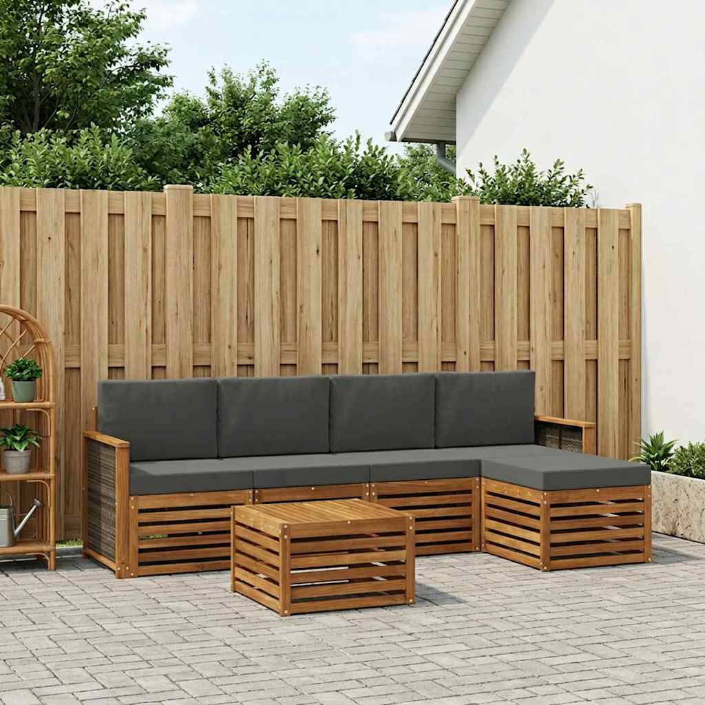 vidaXL Zestaw sof na zewnątrz z poduszką 6 pcs Naturalny i Antracytowy