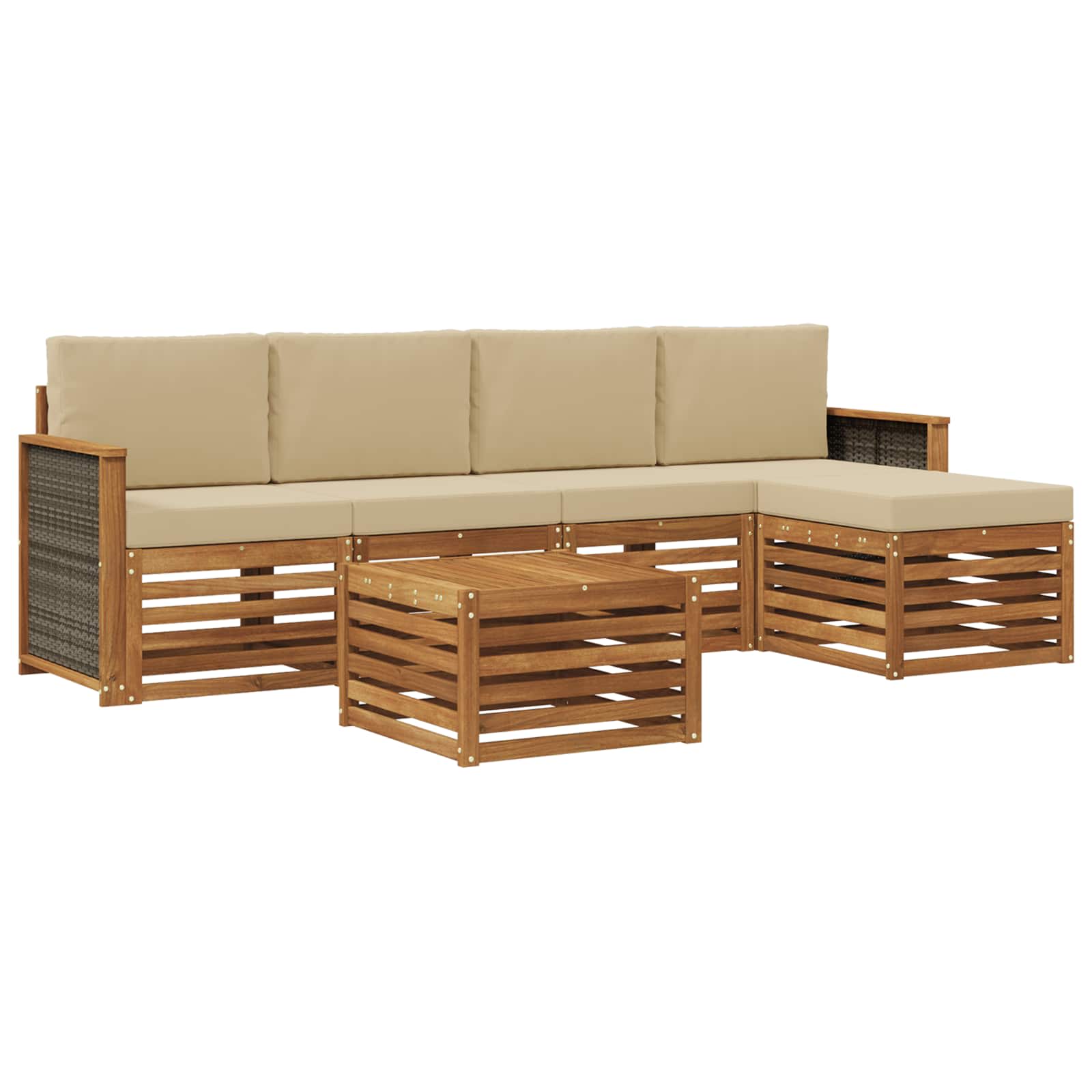vidaXL Zestaw sof na zewnątrz z poduszką 6 pcs Naturalny i Beżowy