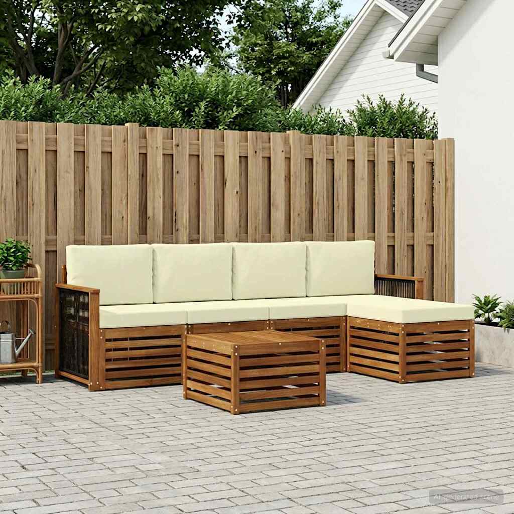 vidaXL Zestaw sof na zewnątrz z poduszką 6 pcs Naturalny i Kremowy