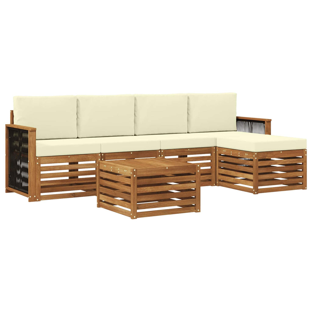 vidaXL Zestaw sof na zewnątrz z poduszką 6 pcs Naturalny i Kremowy