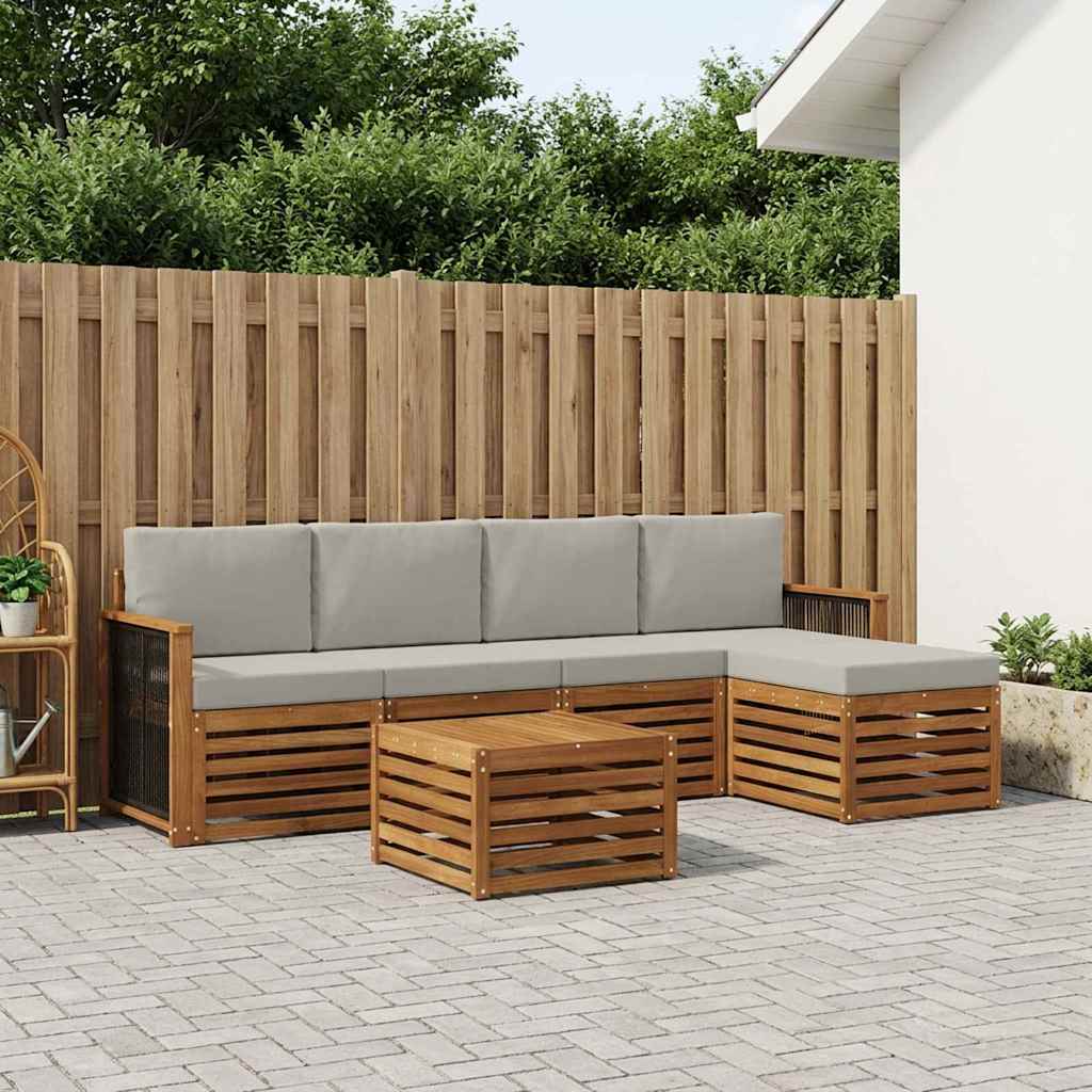 vidaXL Zestaw sof na zewnątrz z poduszką 6 pcs Naturalny i jasnoszary
