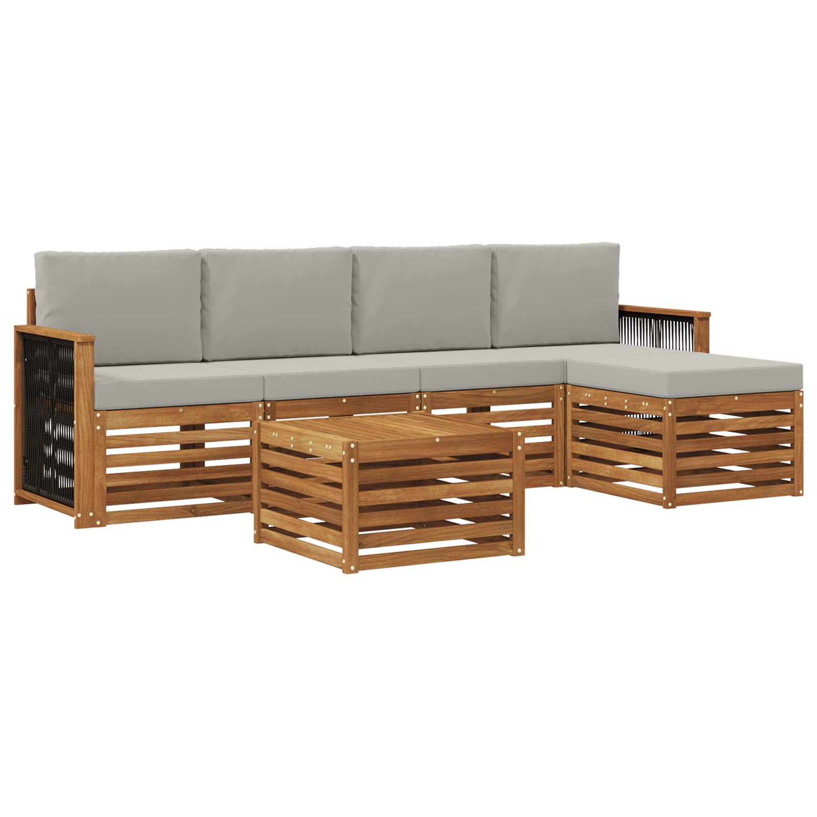 vidaXL Zestaw sof na zewnątrz z poduszką 6 pcs Naturalny i jasnoszary