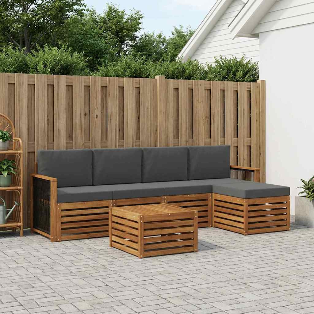 vidaXL Zestaw sof na zewnątrz z poduszką 6 pcs Naturalny i Antracytowy