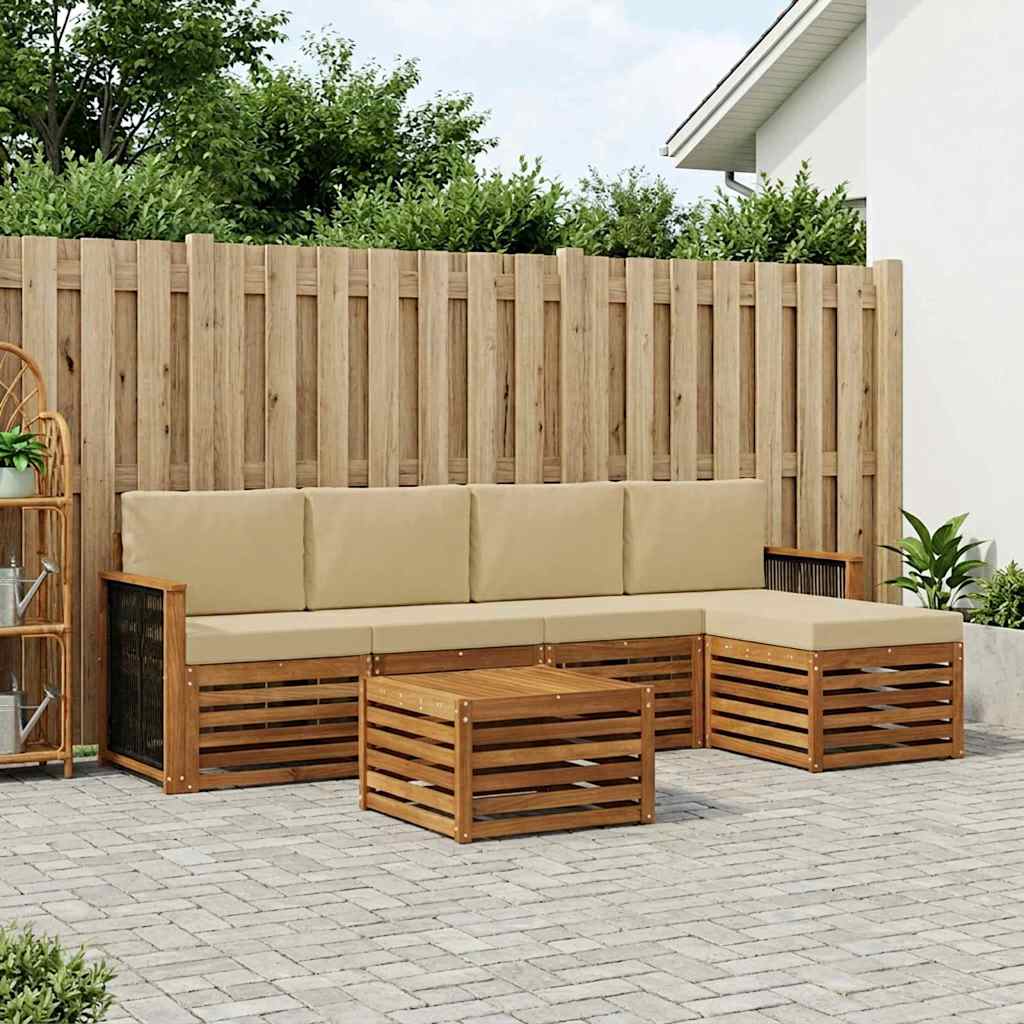 vidaXL Zestaw sof na zewnątrz z poduszką 6 pcs Naturalny i Beżowy
