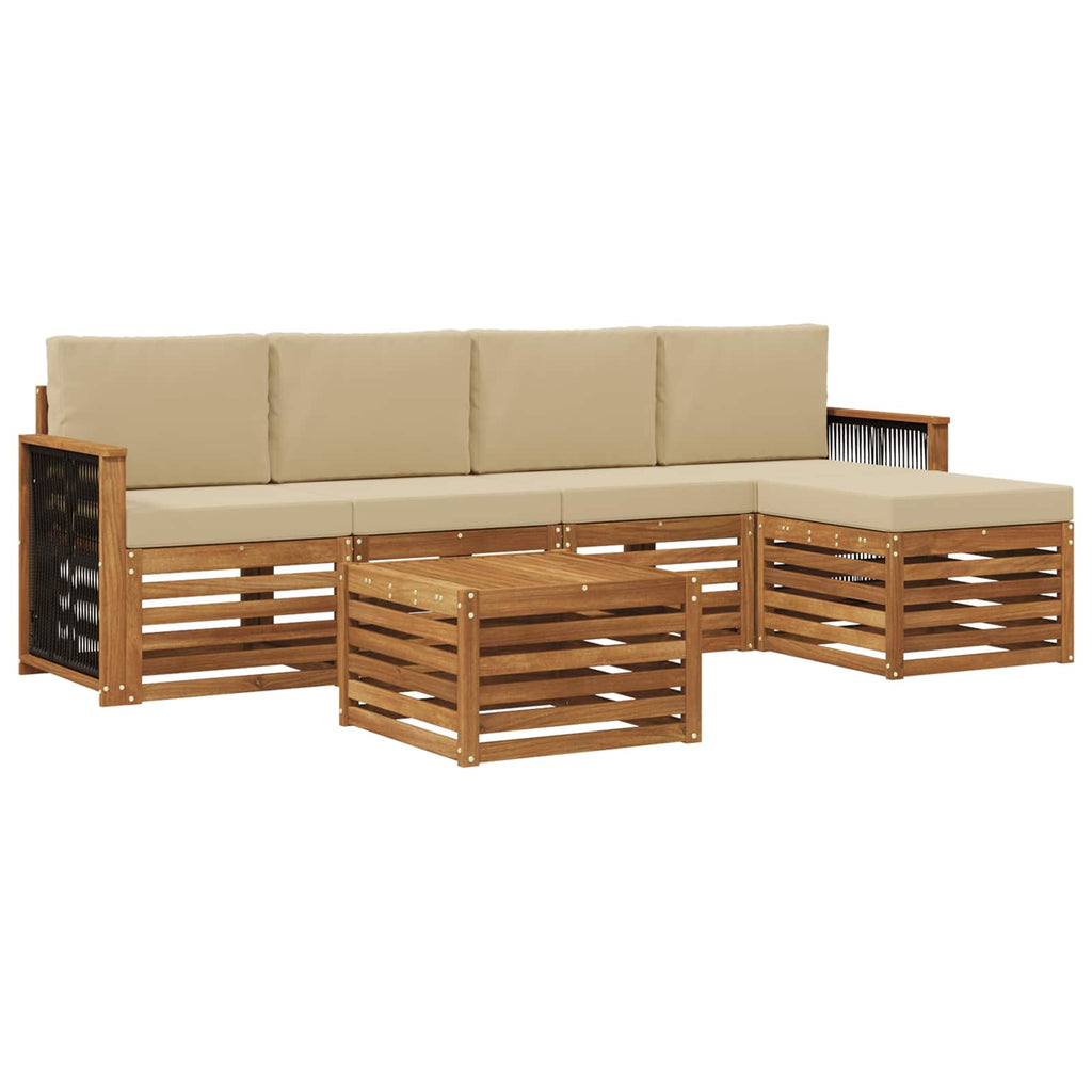 vidaXL Zestaw sof na zewnątrz z poduszką 6 pcs Naturalny i Beżowy