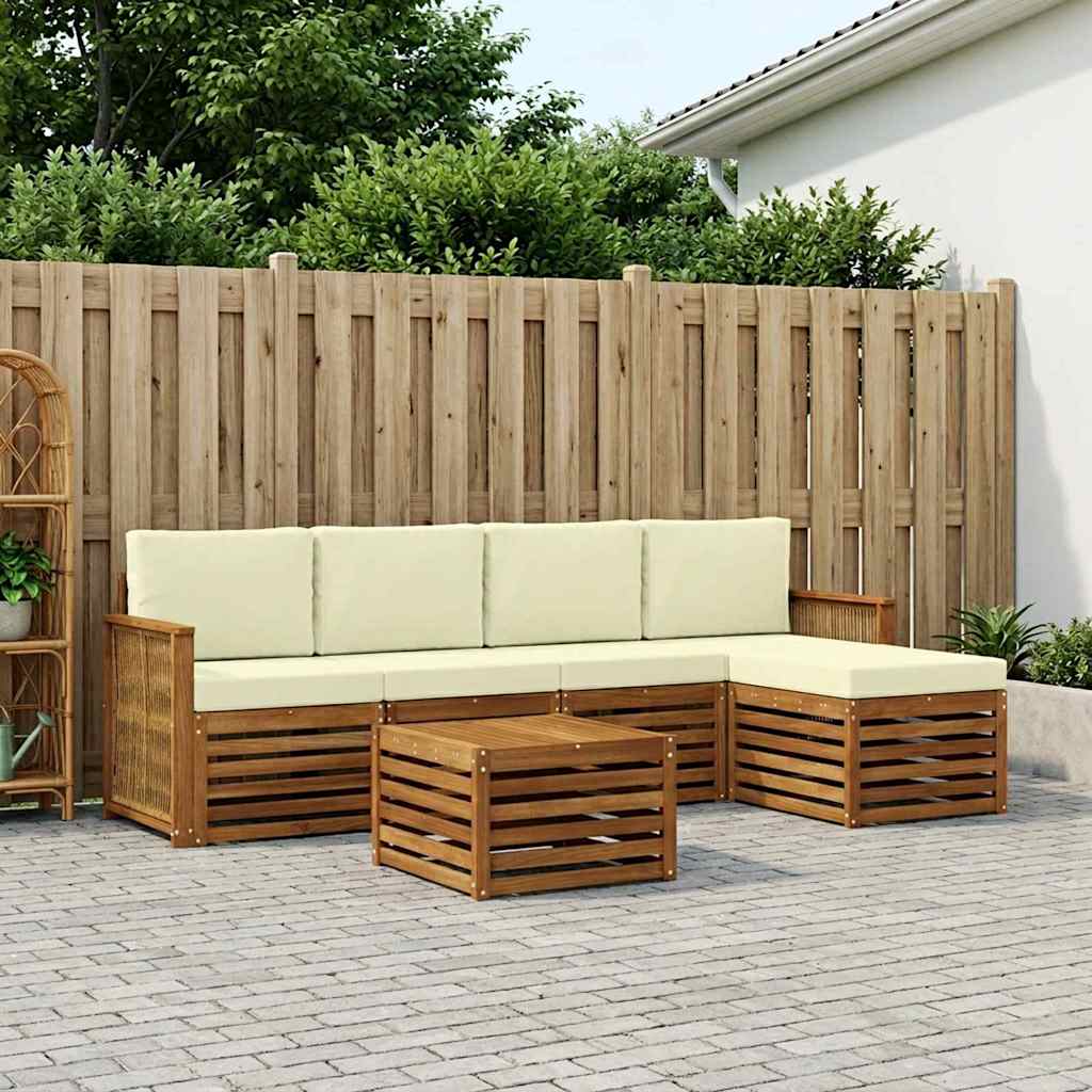 vidaXL Zestaw sof na zewnątrz z poduszką 6 pcs Naturalny i Kremowy