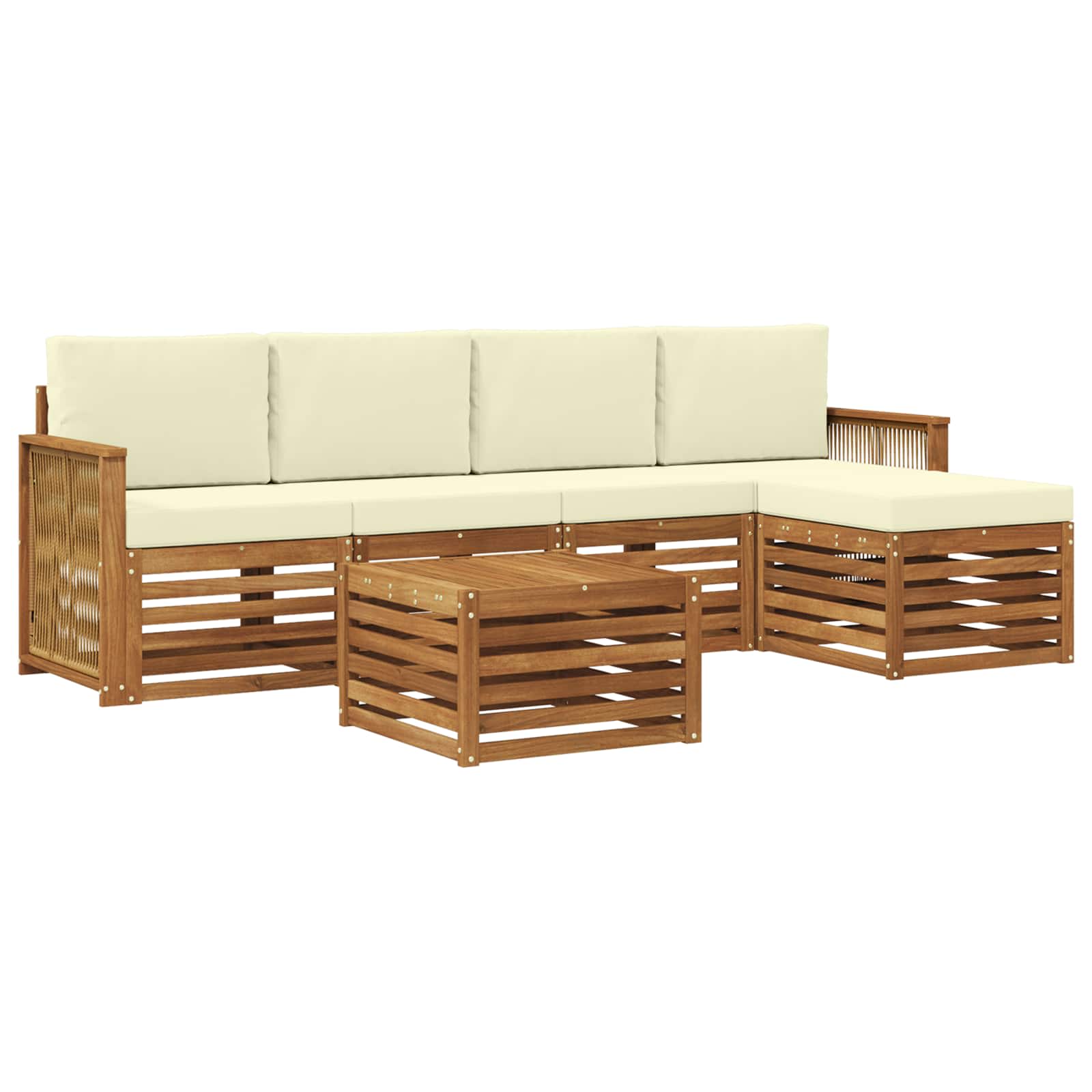 vidaXL Zestaw sof na zewnątrz z poduszką 6 pcs Naturalny i Kremowy