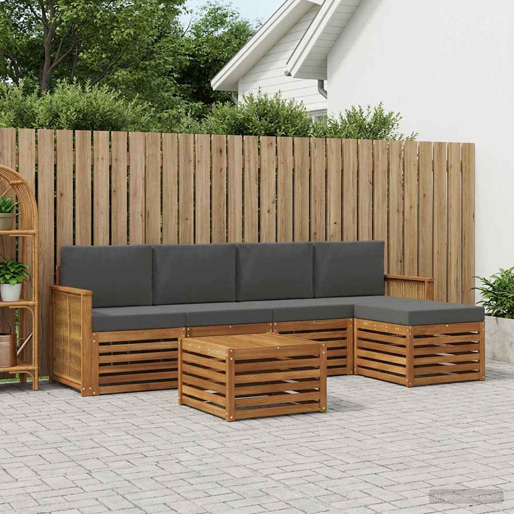 vidaXL Zestaw sof na zewnątrz z poduszką 6 pcs Naturalny i Antracytowy