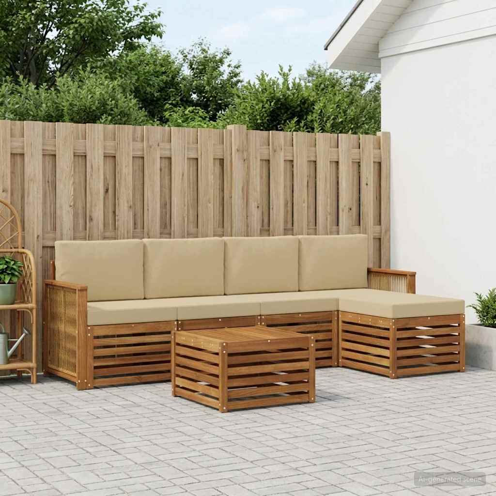 vidaXL Zestaw sof na zewnątrz z poduszką 6 pcs Naturalny i Beżowy