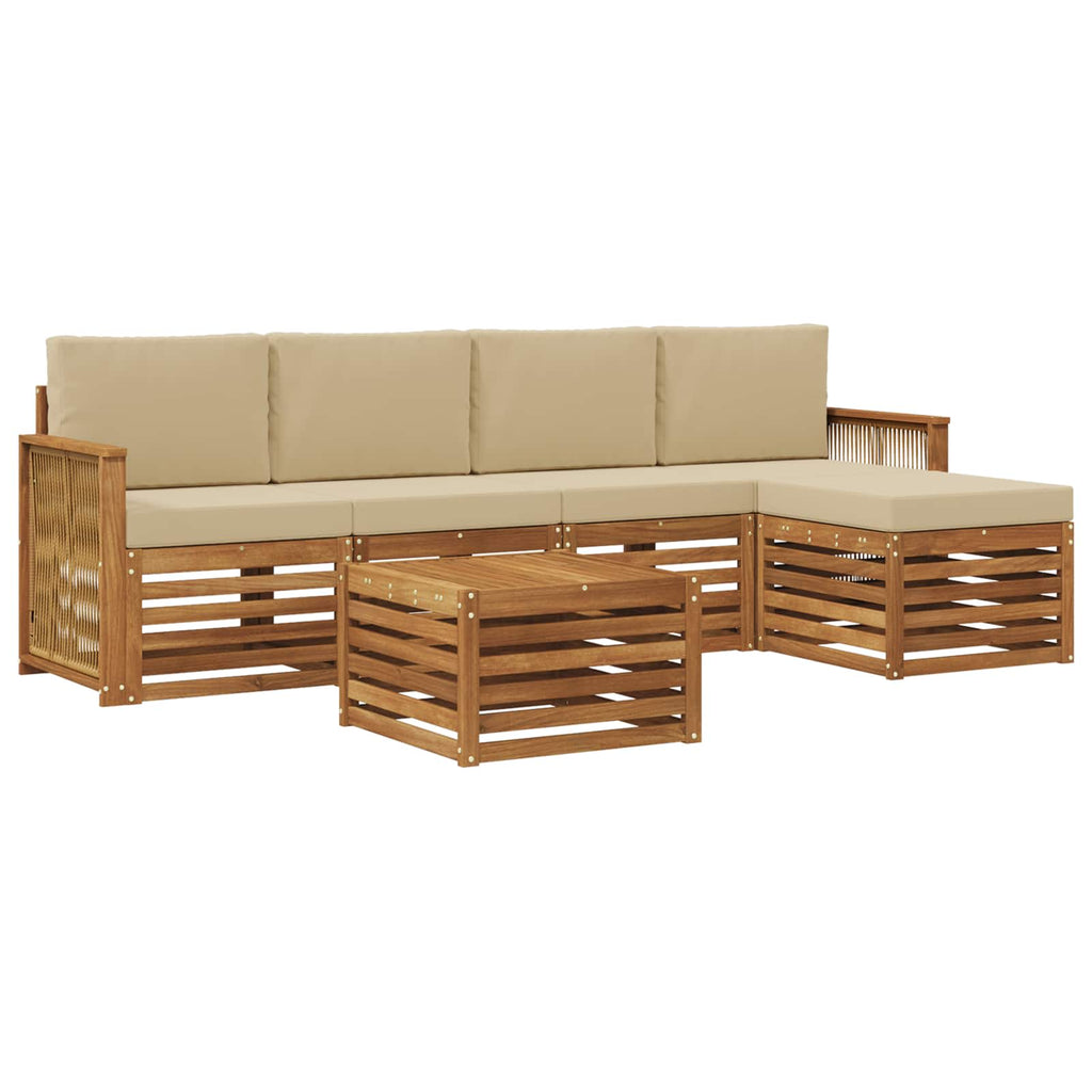 vidaXL Zestaw sof na zewnątrz z poduszką 6 pcs Naturalny i Beżowy