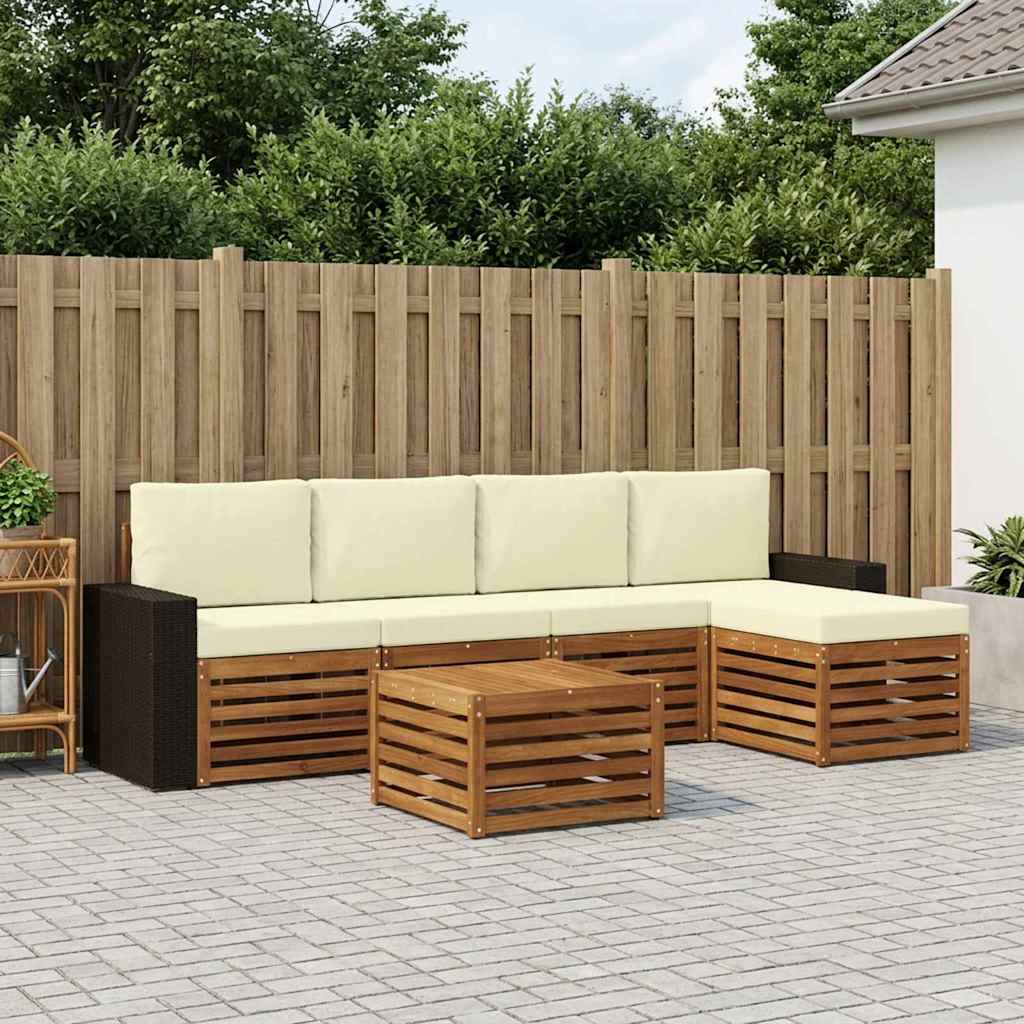 vidaXL Zestaw sof na zewnątrz z poduszką 6 pcs Naturalny i Kremowy
