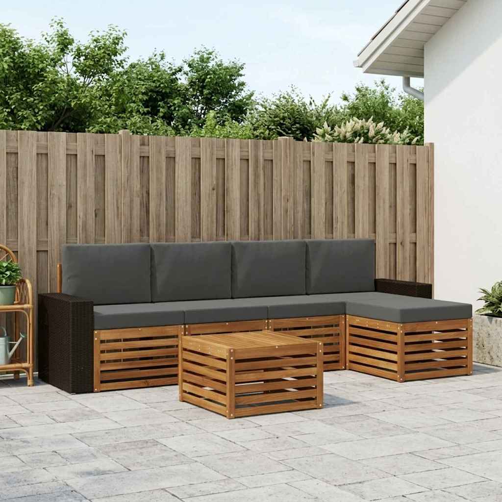 vidaXL Zestaw sof na zewnątrz z poduszką 6 pcs Naturalny i Antracytowy