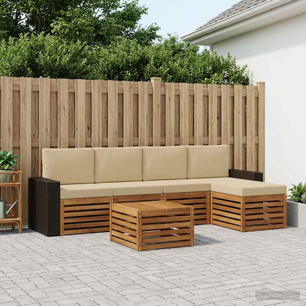 vidaXL Zestaw sof na zewnątrz z poduszką 6 pcs Naturalny i Beżowy
