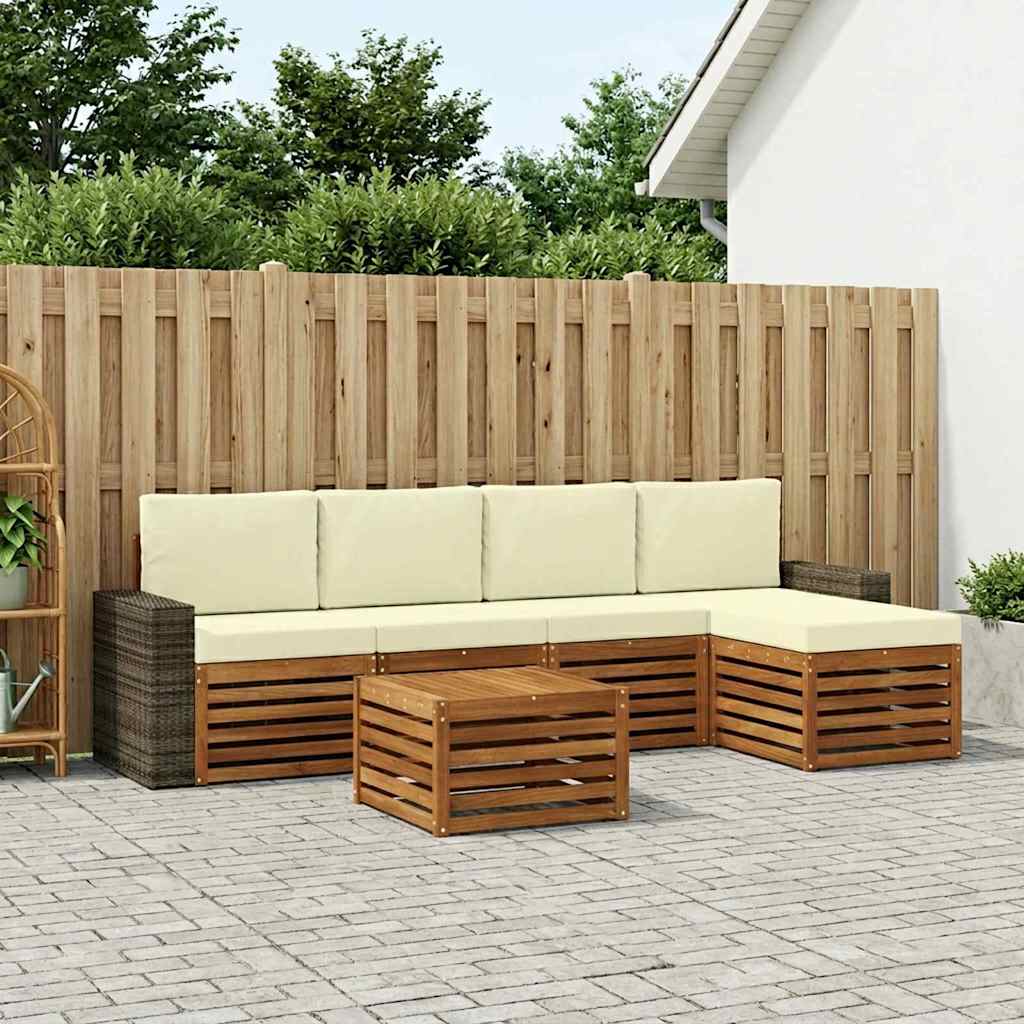 vidaXL Zestaw sof na zewnątrz z poduszką 6 pcs Naturalny i Kremowy