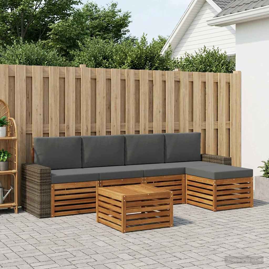 vidaXL Zestaw sof na zewnątrz 6 pcs Naturalny i Antracytowy