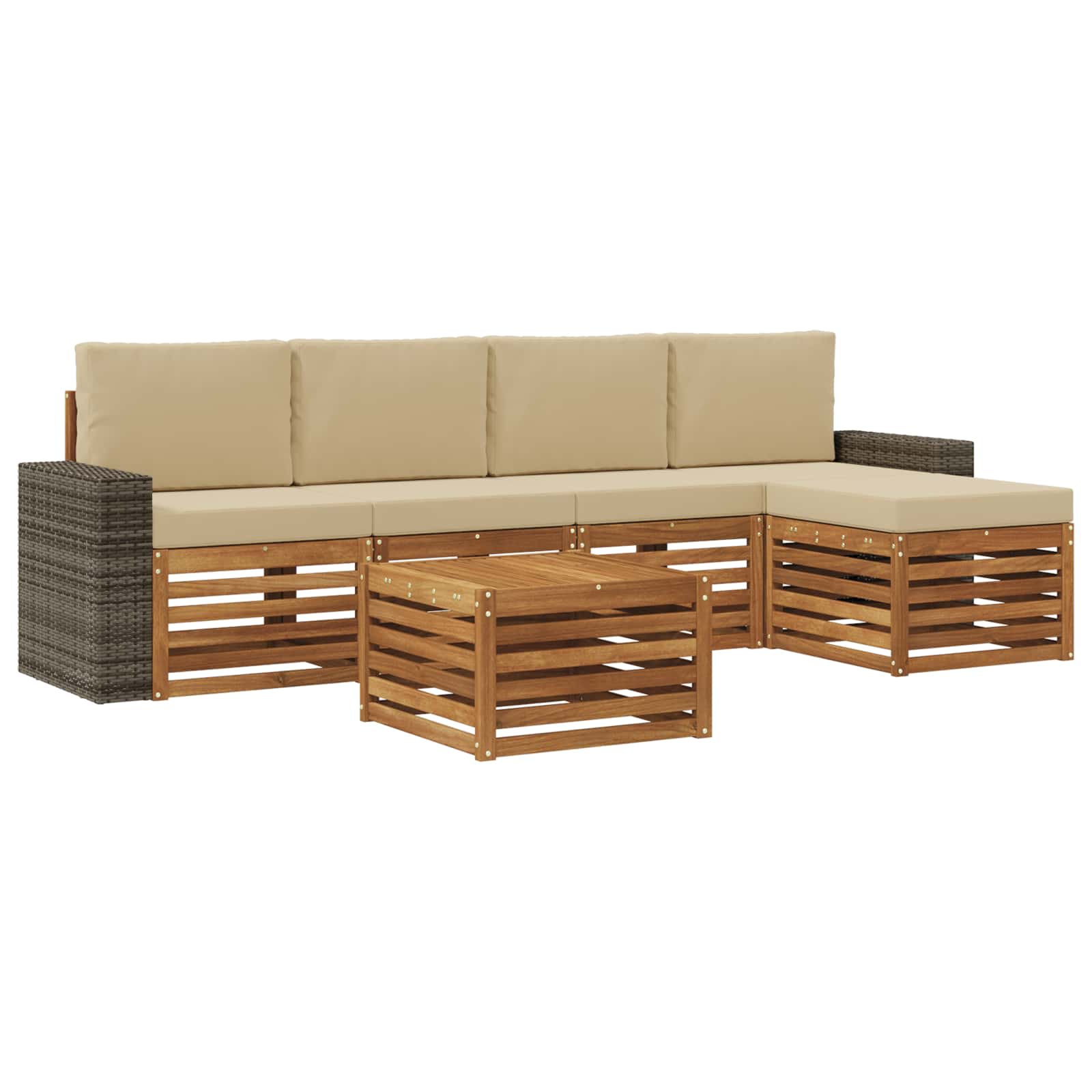 vidaXL Zestaw sof na zewnątrz z poduszką 6 pcs Naturalny i Beżowy