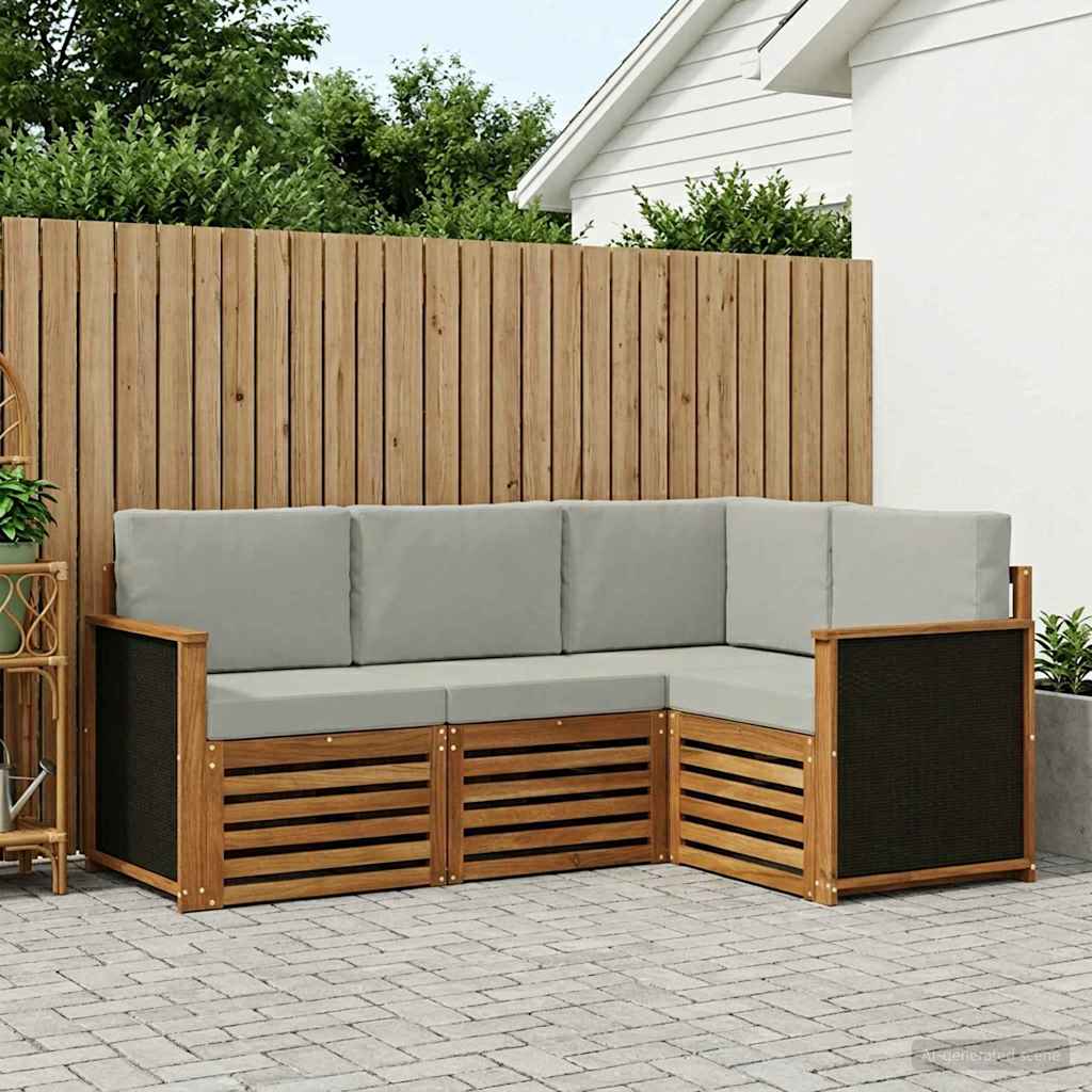 vidaXL Zestawy sof z poduszką 4 pcs Lite Drewno Akacji