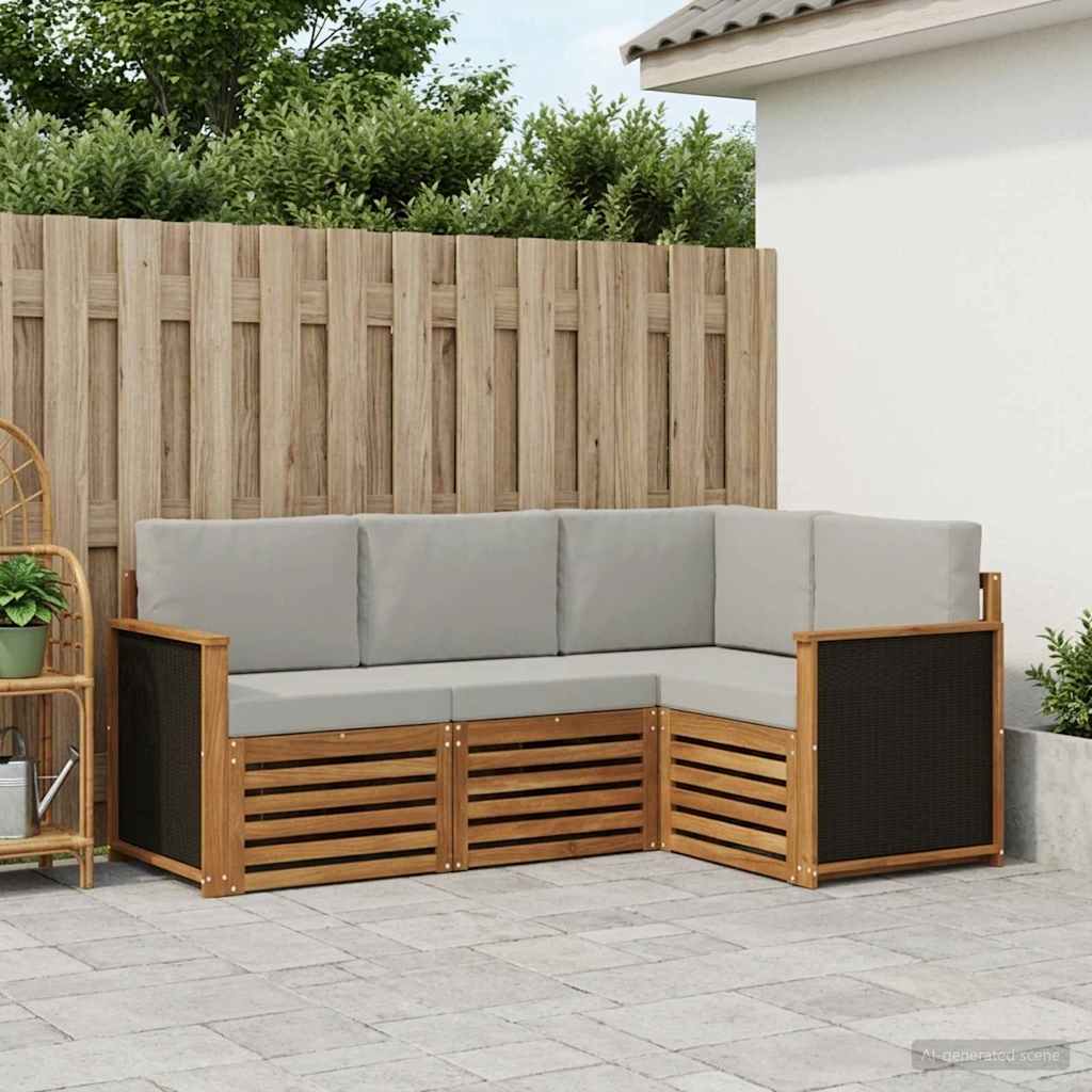 vidaXL Zestawy sof z poduszką 4 pcs Lite Drewno Akacji