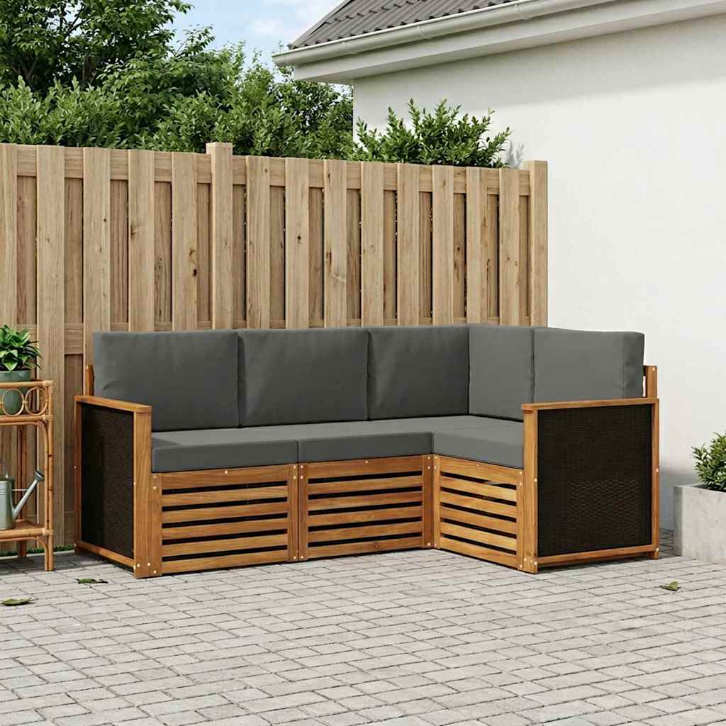 vidaXL Zestawy sof z poduszką 4 pcs Lite Drewno Akacji