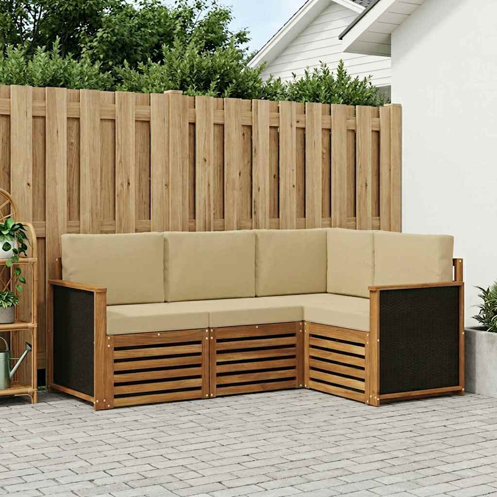 vidaXL Zestawy sof z poduszką 4 pcs Lite Drewno Akacji