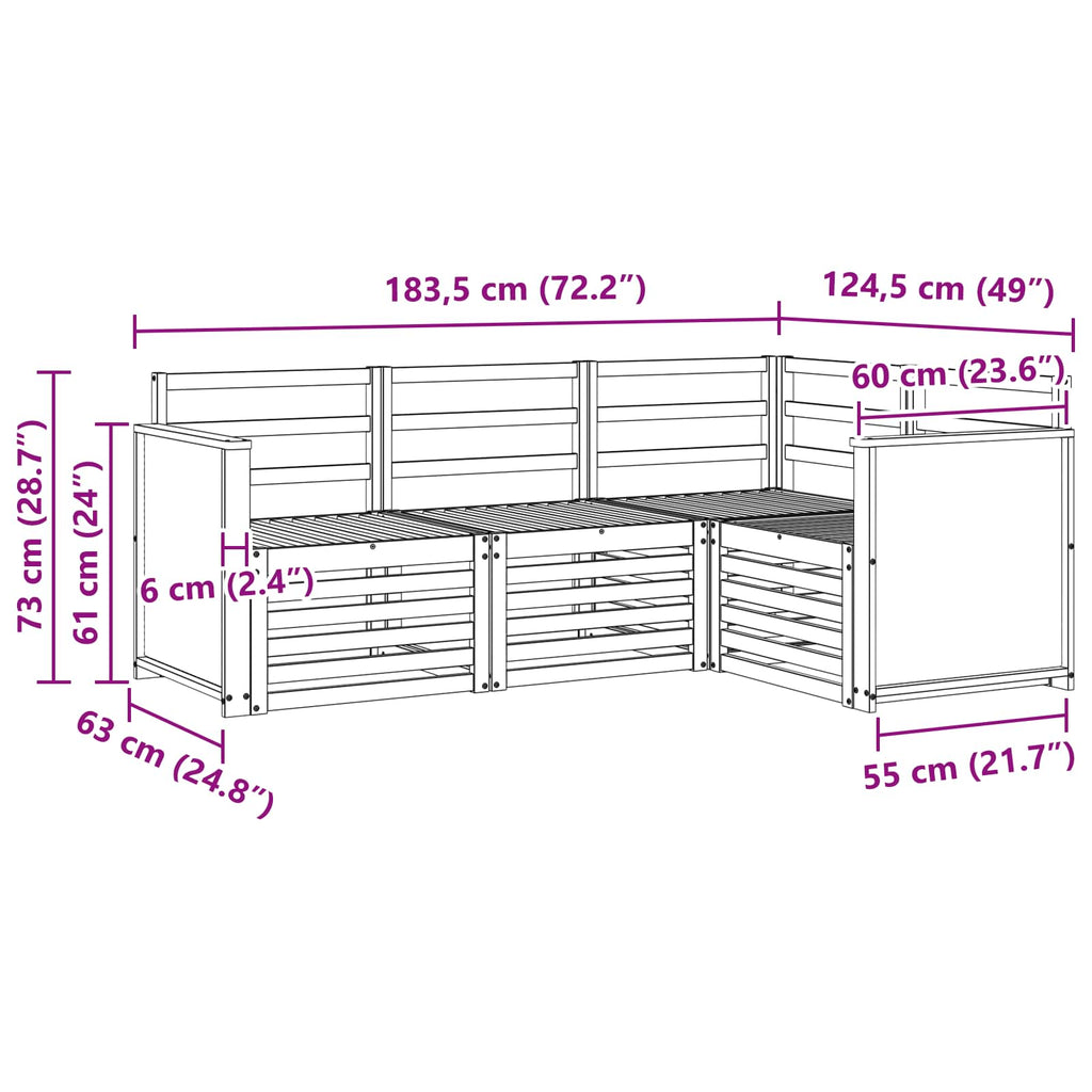 vidaXL Zestawy sof 4 pcs Lite Drewno Akacji