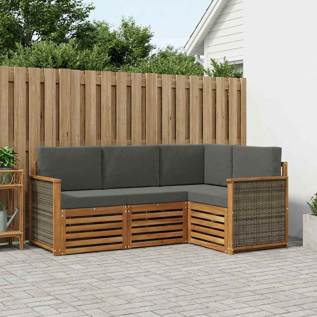 vidaXL Zestawy sof z poduszką 4 pcs Lite Drewno Akacji
