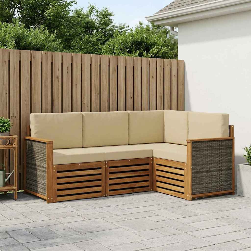 vidaXL Zestawy sof z poduszką 4 pcs Lite Drewno Akacji