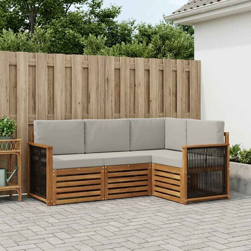 vidaXL Zestawy sof z poduszką 4 pcs Lite Drewno Akacji