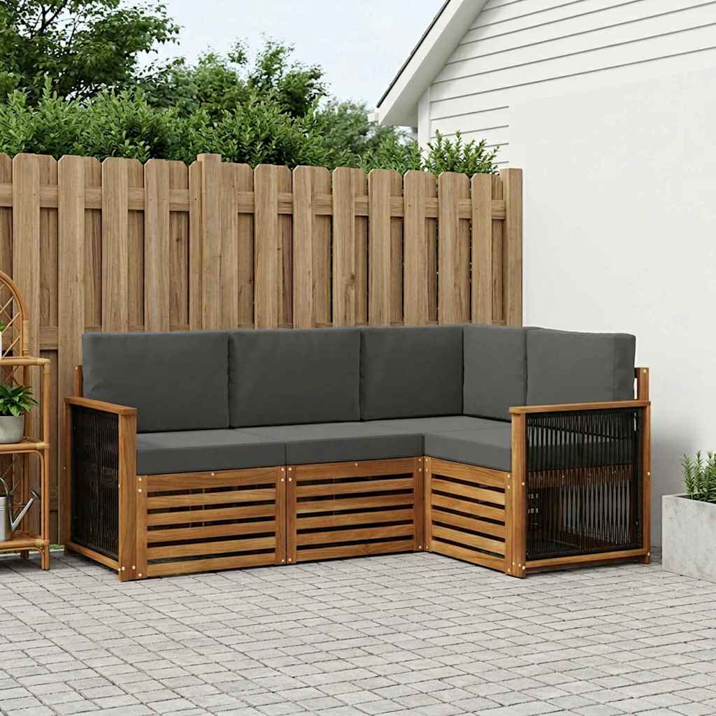 vidaXL Zestawy sof z poduszką 4 pcs Lite Drewno Akacji