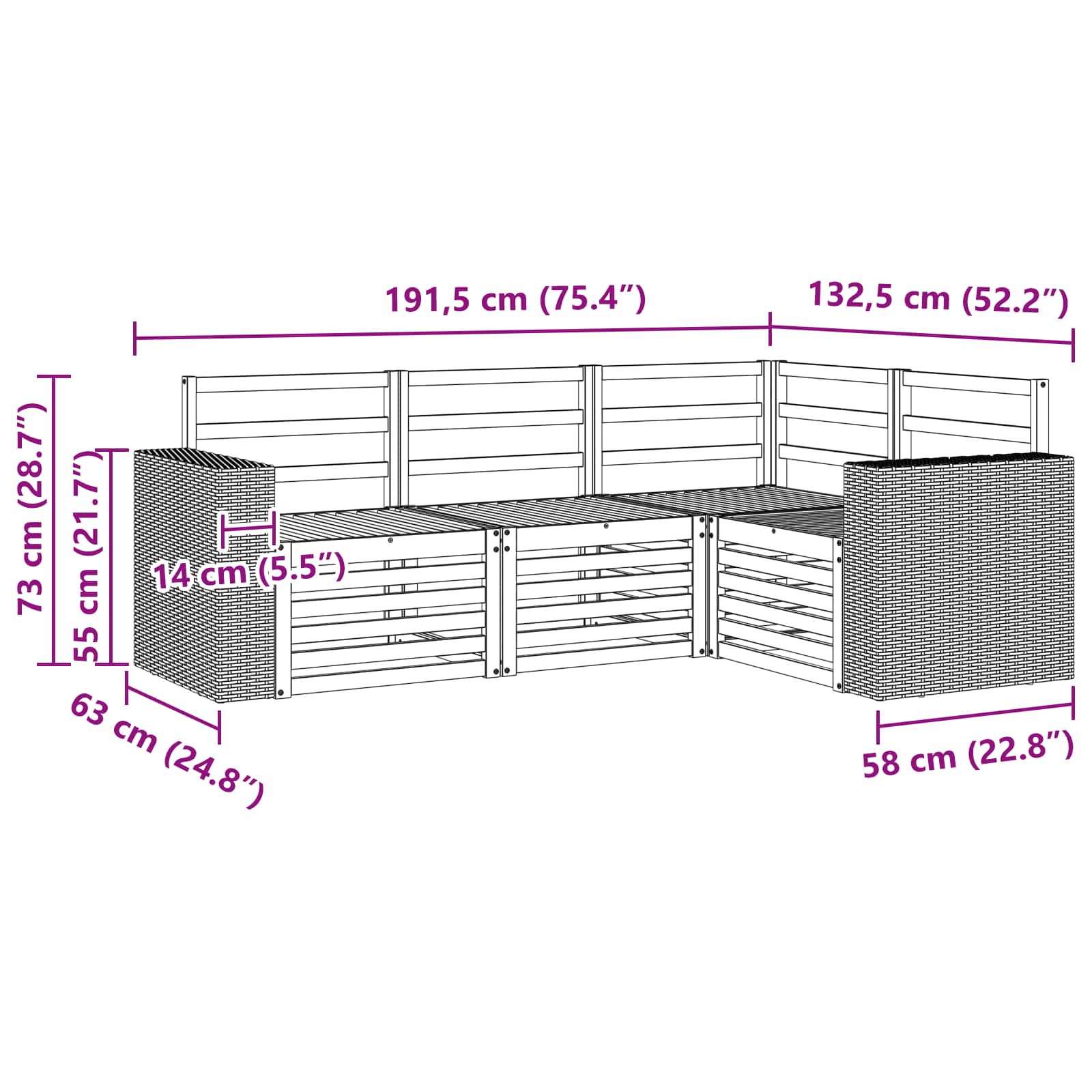 vidaXL Zestawy sof 4 pcs Lite Drewno Akacji