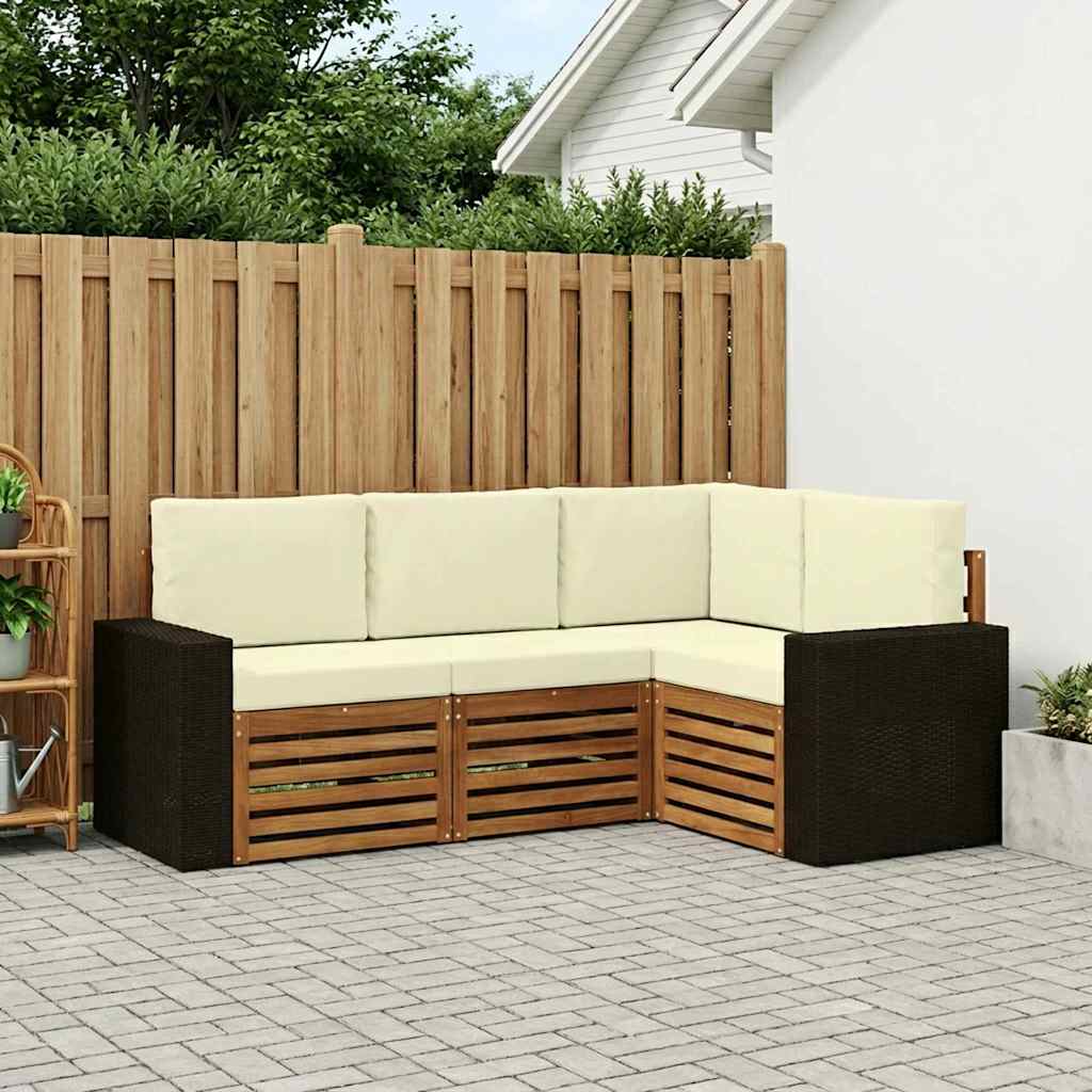 vidaXL Zestawy sof z poduszką 4 pcs Lite Drewno Akacji