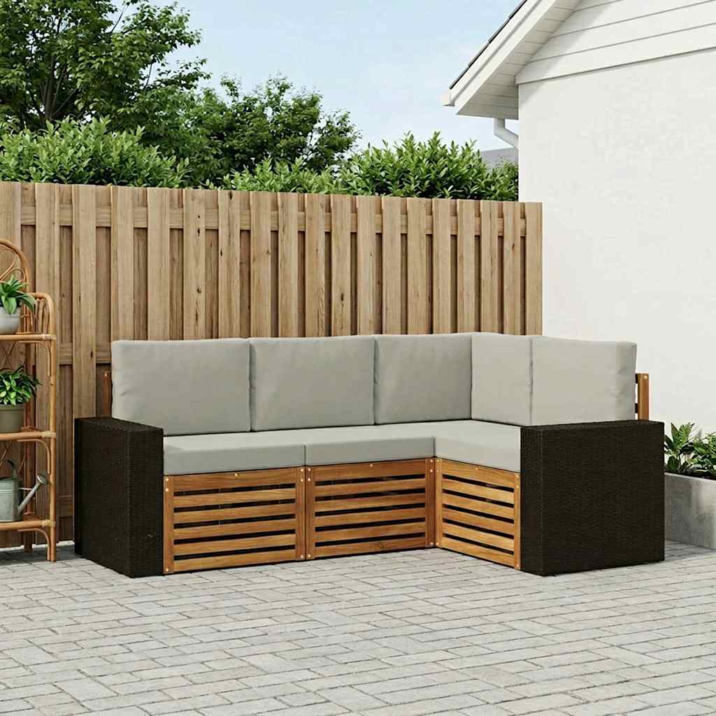 vidaXL Zestawy sof z poduszką 4 pcs Lite Drewno Akacji