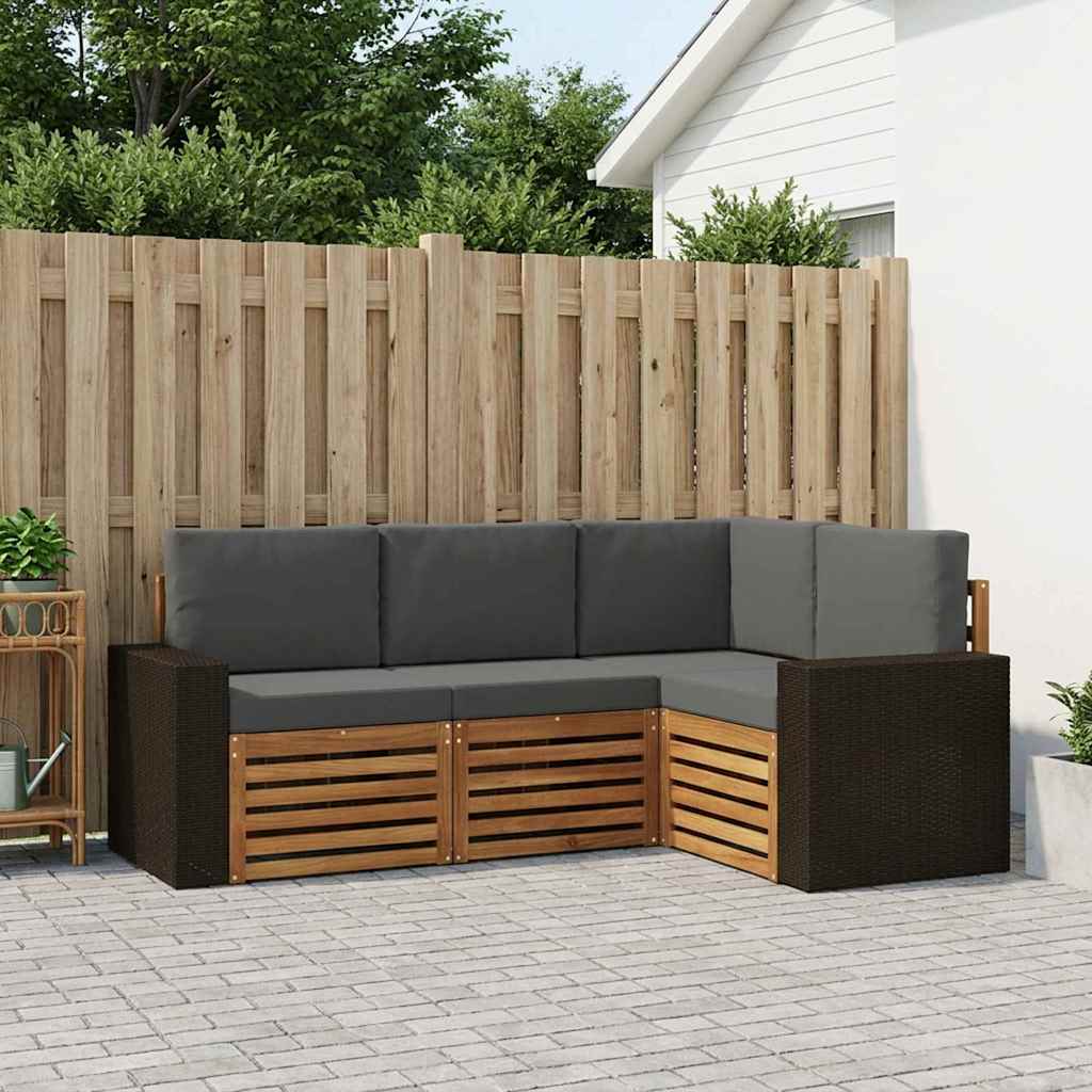 vidaXL Zestawy sof z poduszką 4 pcs Lite Drewno Akacji
