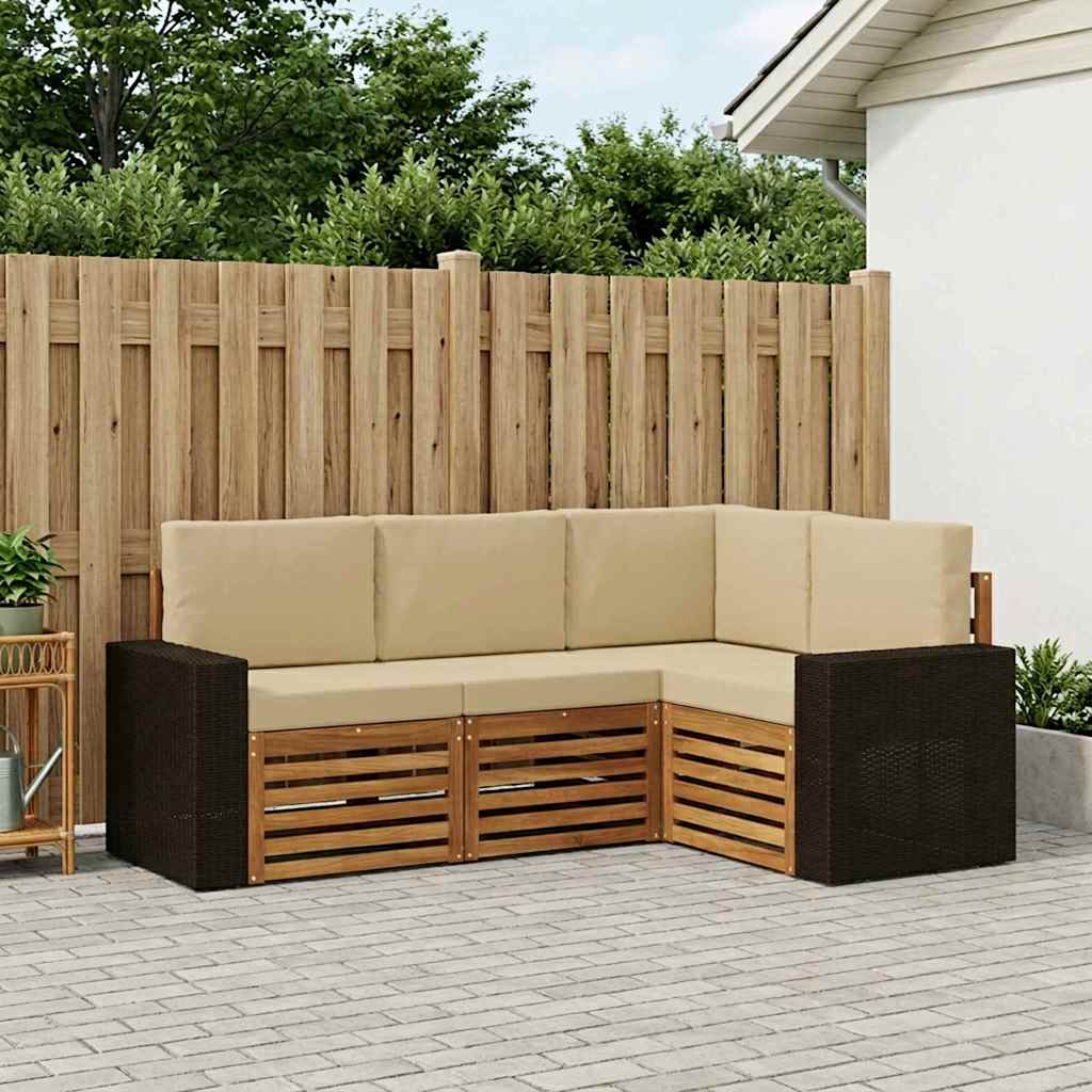 vidaXL Zestawy sof z poduszką 4 pcs Lite Drewno Akacji