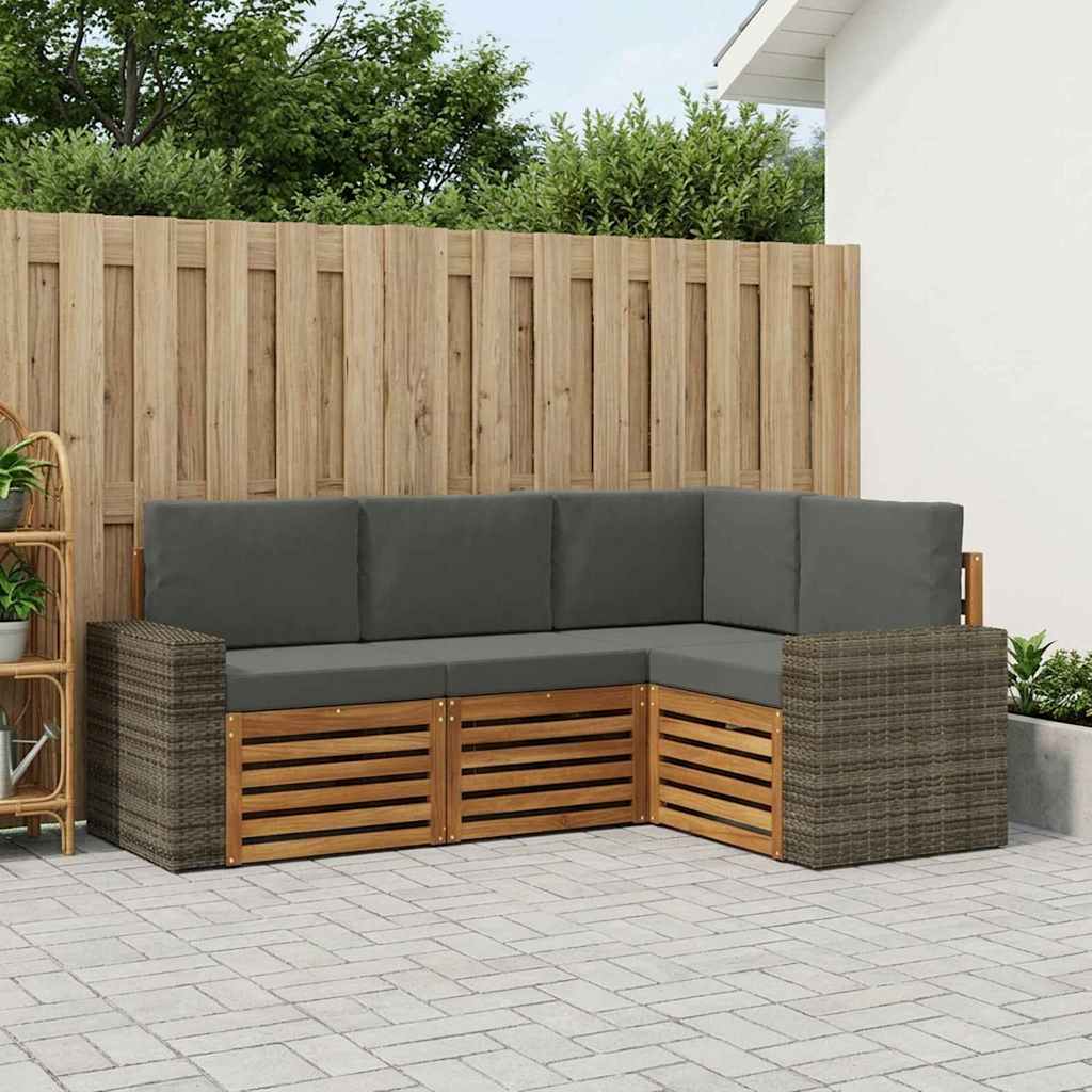 vidaXL Zestawy sof z poduszką 4 pcs Lite Drewno Akacji