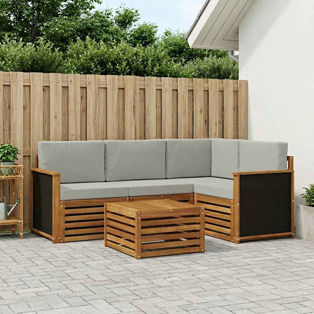 vidaXL Zestaw sof na zewnątrz 5 pcs Naturalny i jasnoszary
