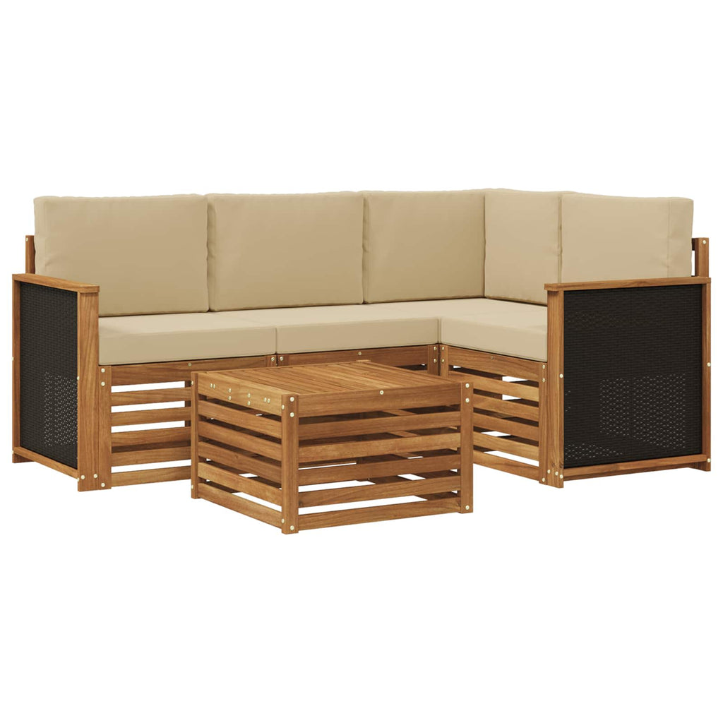 vidaXL Zestaw sof na zewnątrz 5 pcs Naturalny i Beżowy 59 x 59 x 37 cm