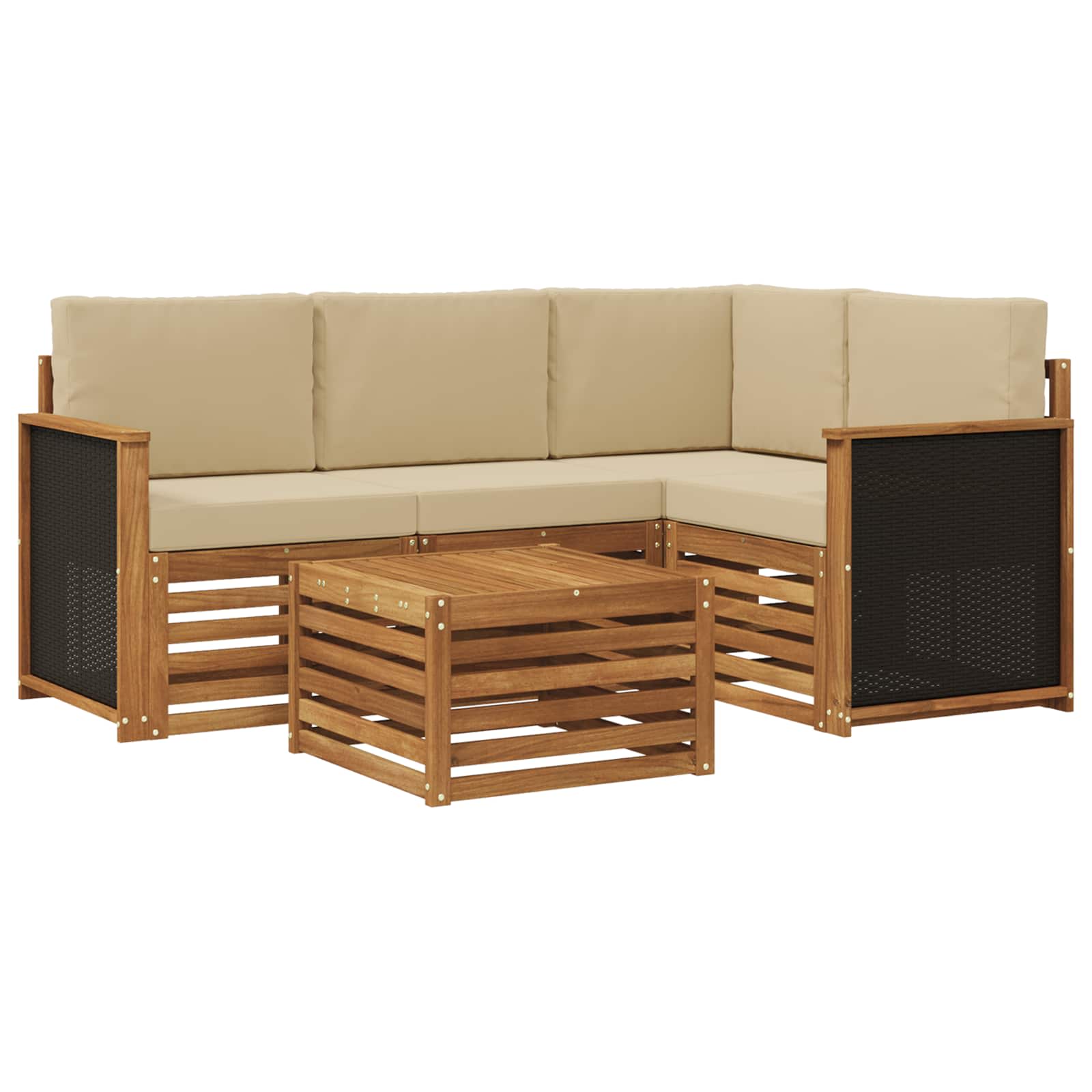 vidaXL Zestaw sof na zewnątrz 5 pcs Naturalny i Beżowy 59 x 59 x 37 cm
