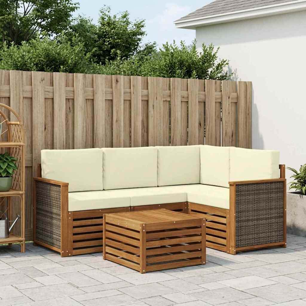 vidaXL Zestaw sof na zewnątrz 5 pcs Naturalny i Kremowy