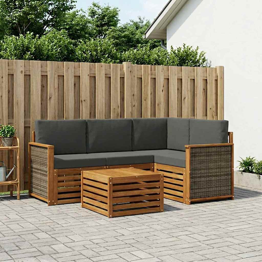 vidaXL Zestaw sof na zewnątrz 5 pcs Naturalny i Antracytowy