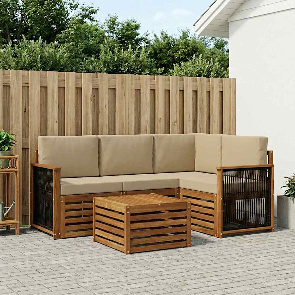 vidaXL Zestaw sof na zewnątrz 5 pcs Naturalny i Beżowy 59 x 59 x 37 cm