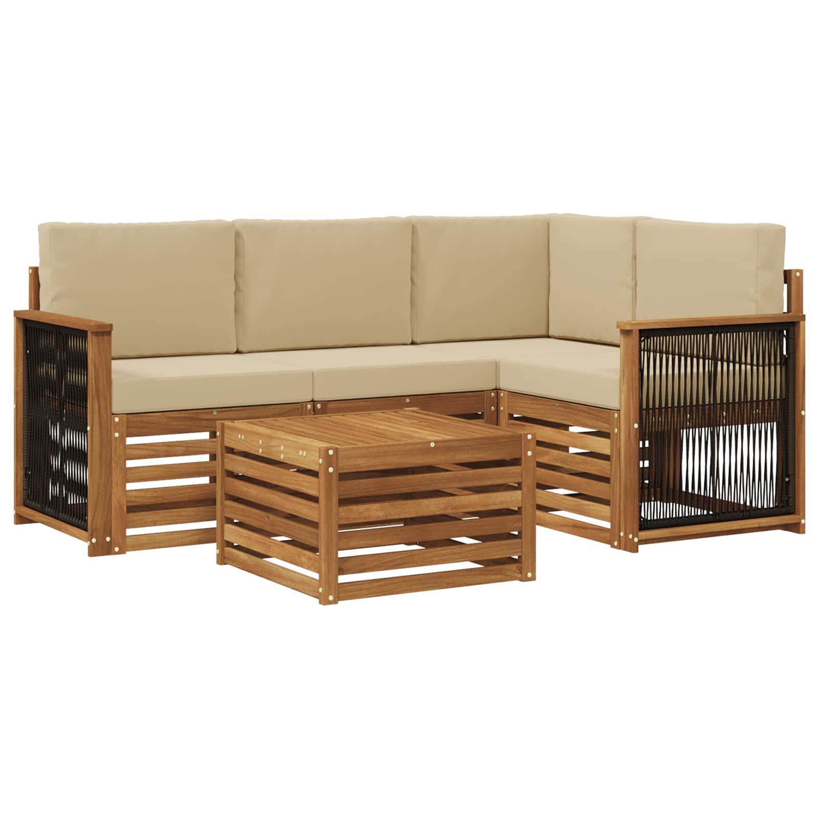 vidaXL Zestaw sof na zewnątrz 5 pcs Naturalny i Beżowy 59 x 59 x 37 cm