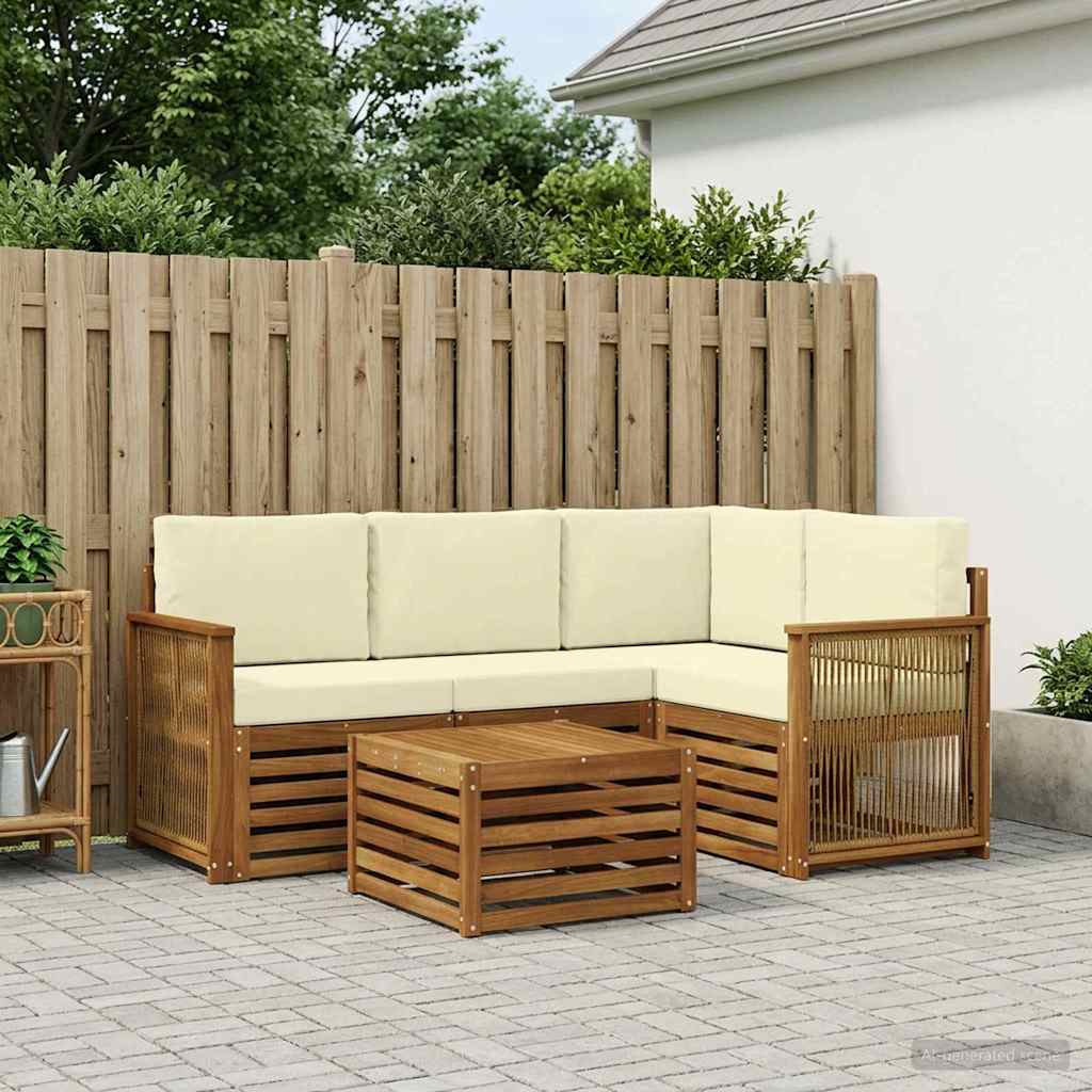 vidaXL Zestaw sof na zewnątrz 5 pcs Naturalny i Kremowy