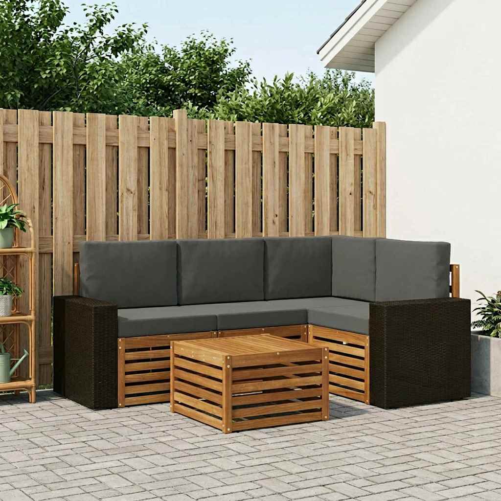 vidaXL Zestaw sof na zewnątrz 5 pcs Naturalny i Antracytowy