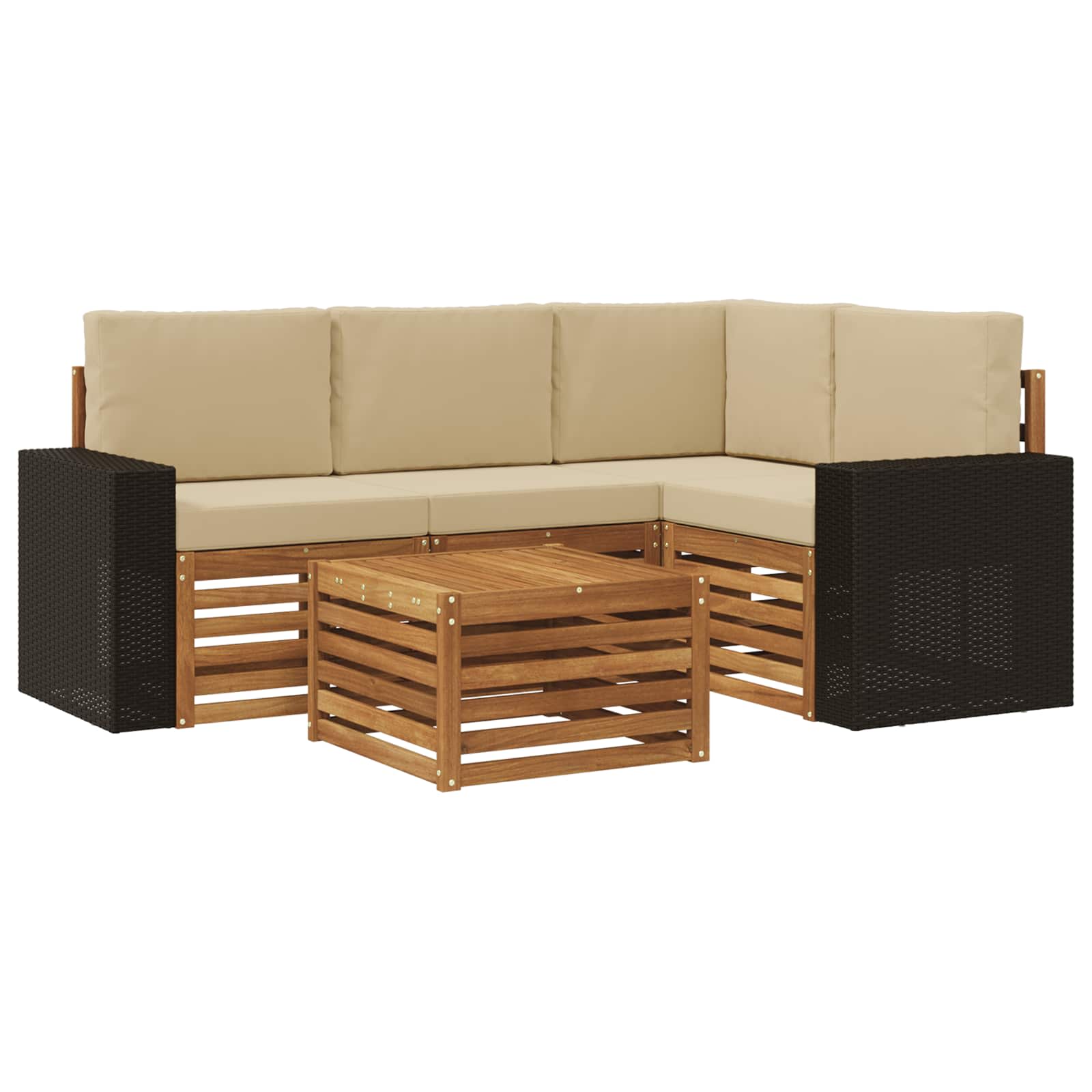 vidaXL Zestaw sof na zewnątrz 5 pcs Naturalny i Beżowy 59 x 59 x 37 cm
