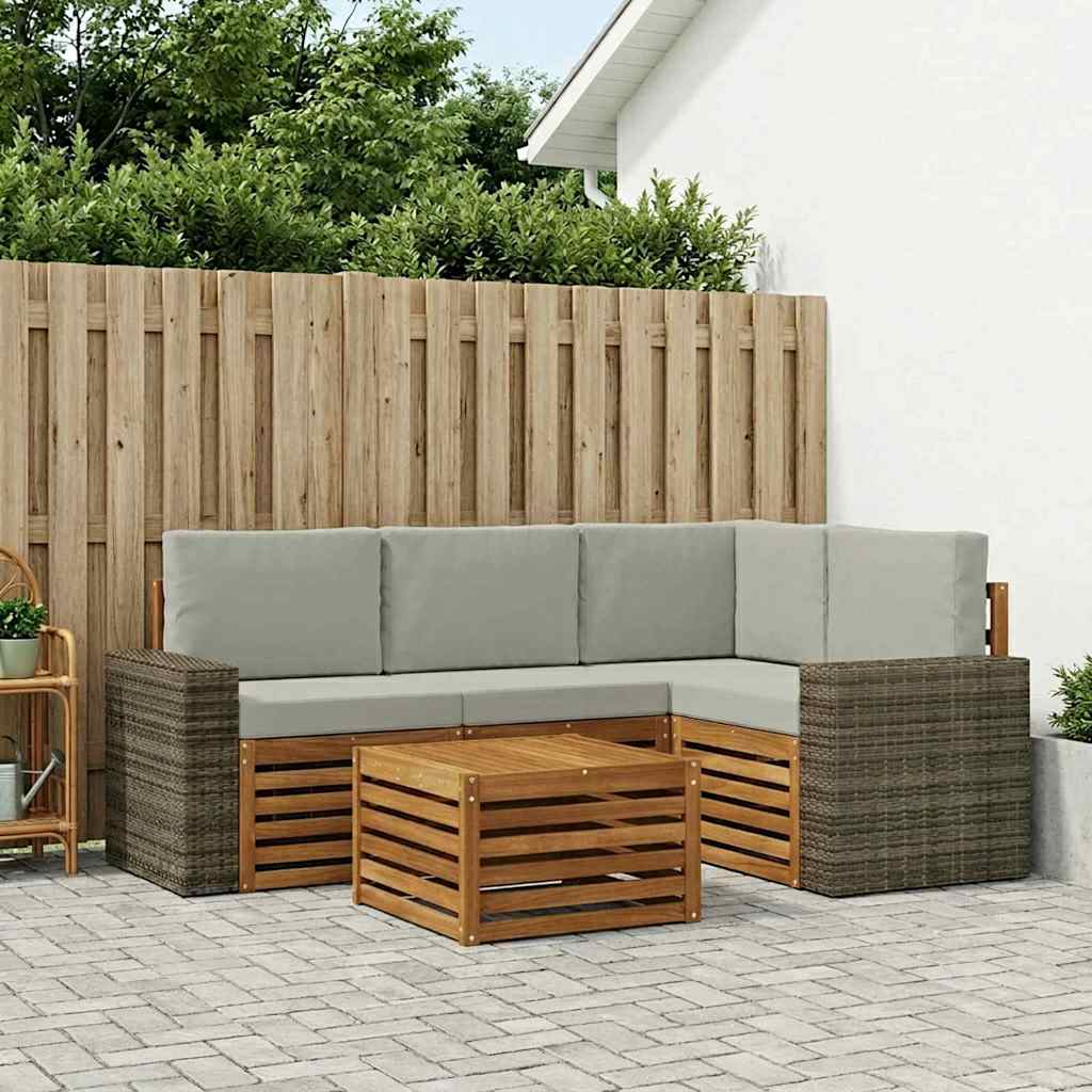 vidaXL Zestaw sof na zewnątrz 5 pcs Naturalny i jasnoszary
