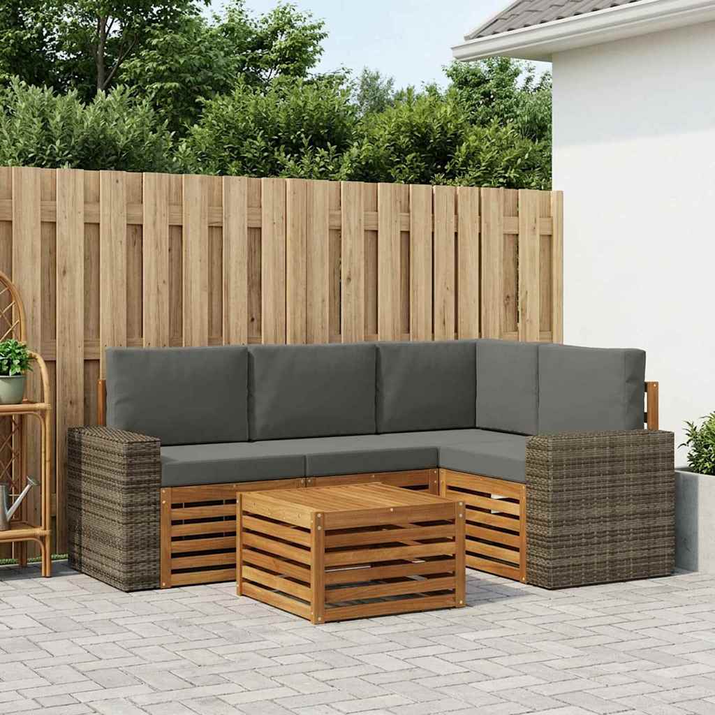 vidaXL Zestaw sof na zewnątrz 5 pcs Naturalny i Antracytowy